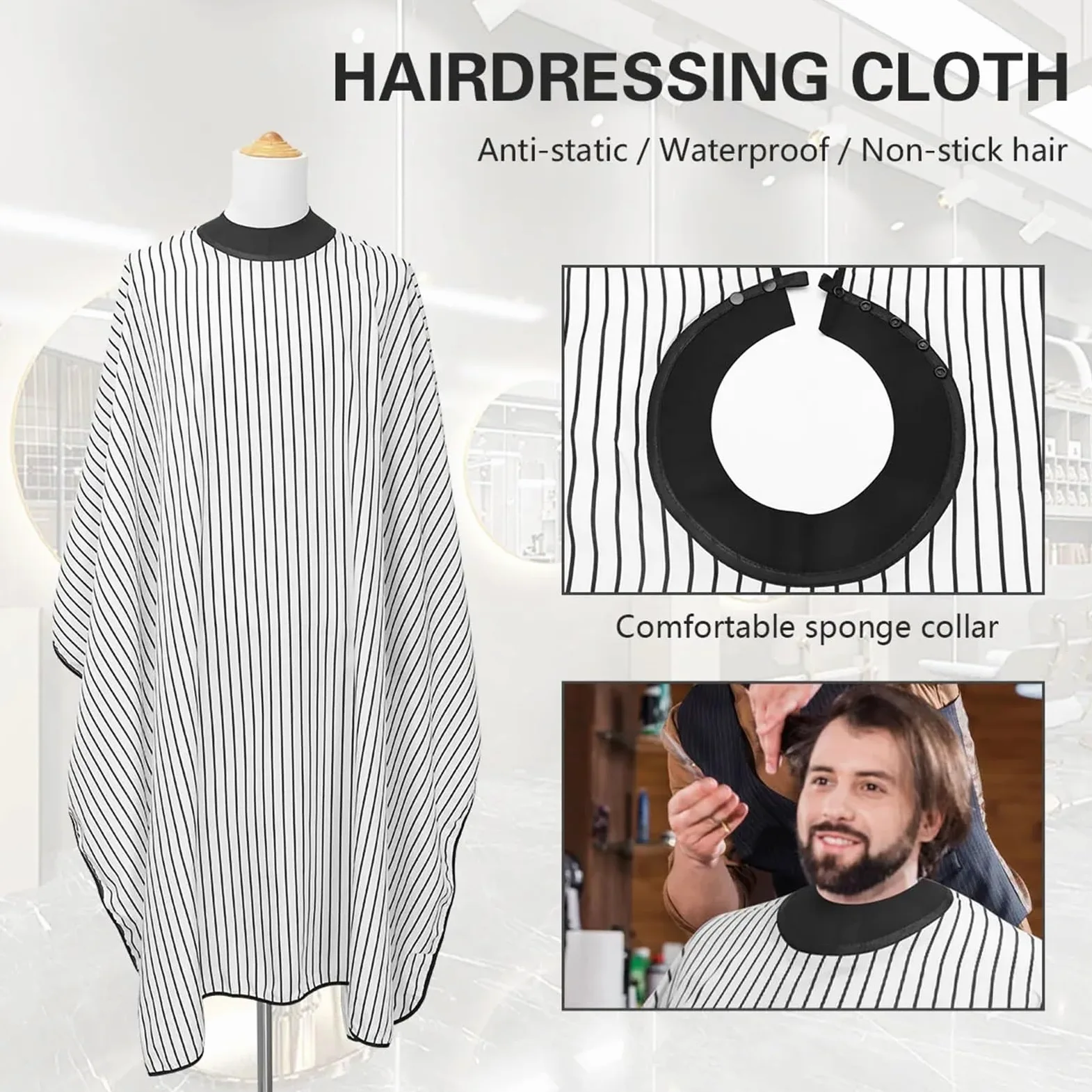 Capa Peluqueria Barbería Corte de Pelo paño antiestático Corte de Pelo Impermeable salón Collar peluquería Delantal for Peluquero Capas de peluquería Herramienta(6PCS)