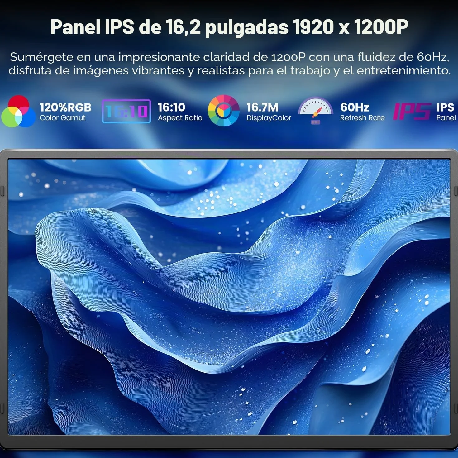 Monitor Portátil 16.2" FHD 1200P con Soporte Magnético Giratorio 360°, Plug & Play para Portátiles Windows/Mac/Chrome/Xbox/PC