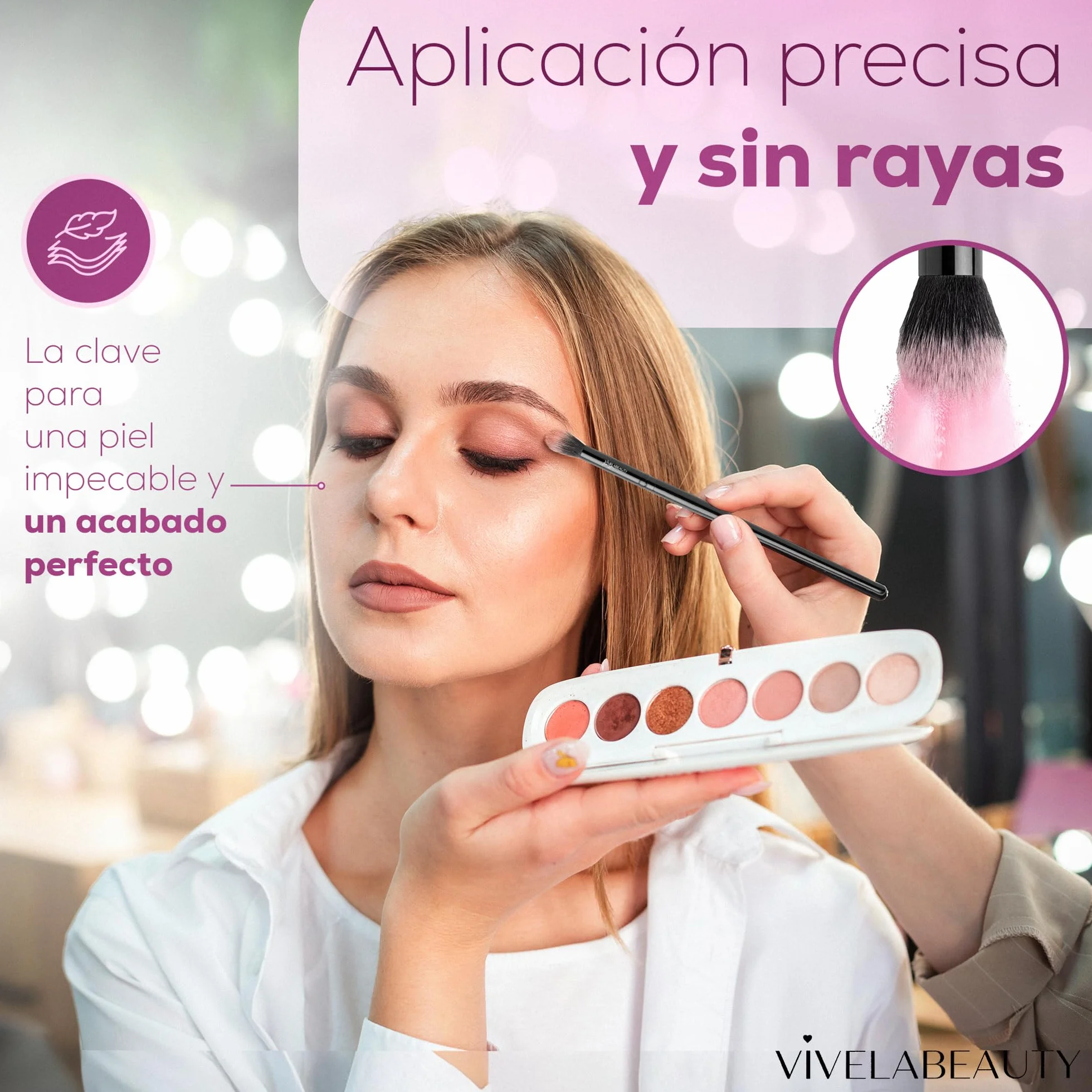VIVELA 18 Brochas de Maquillaje Profesional con Esponja, Pinceles Negro Perla para Base Polvos Colorete