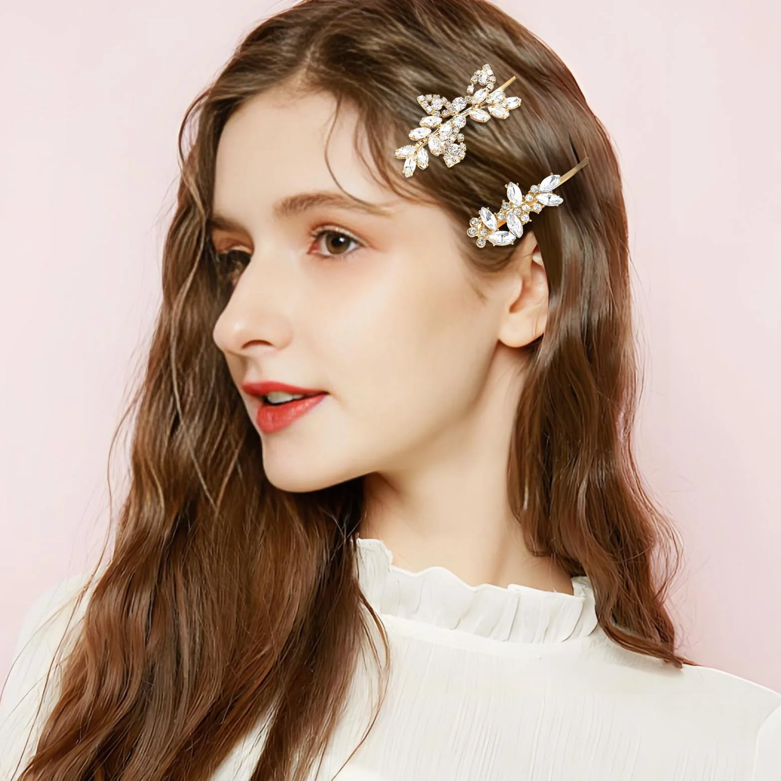 Accesorios para el cabello con diamantes de imitación dorados, pinzas brillantes para novia, horquillas de cristal