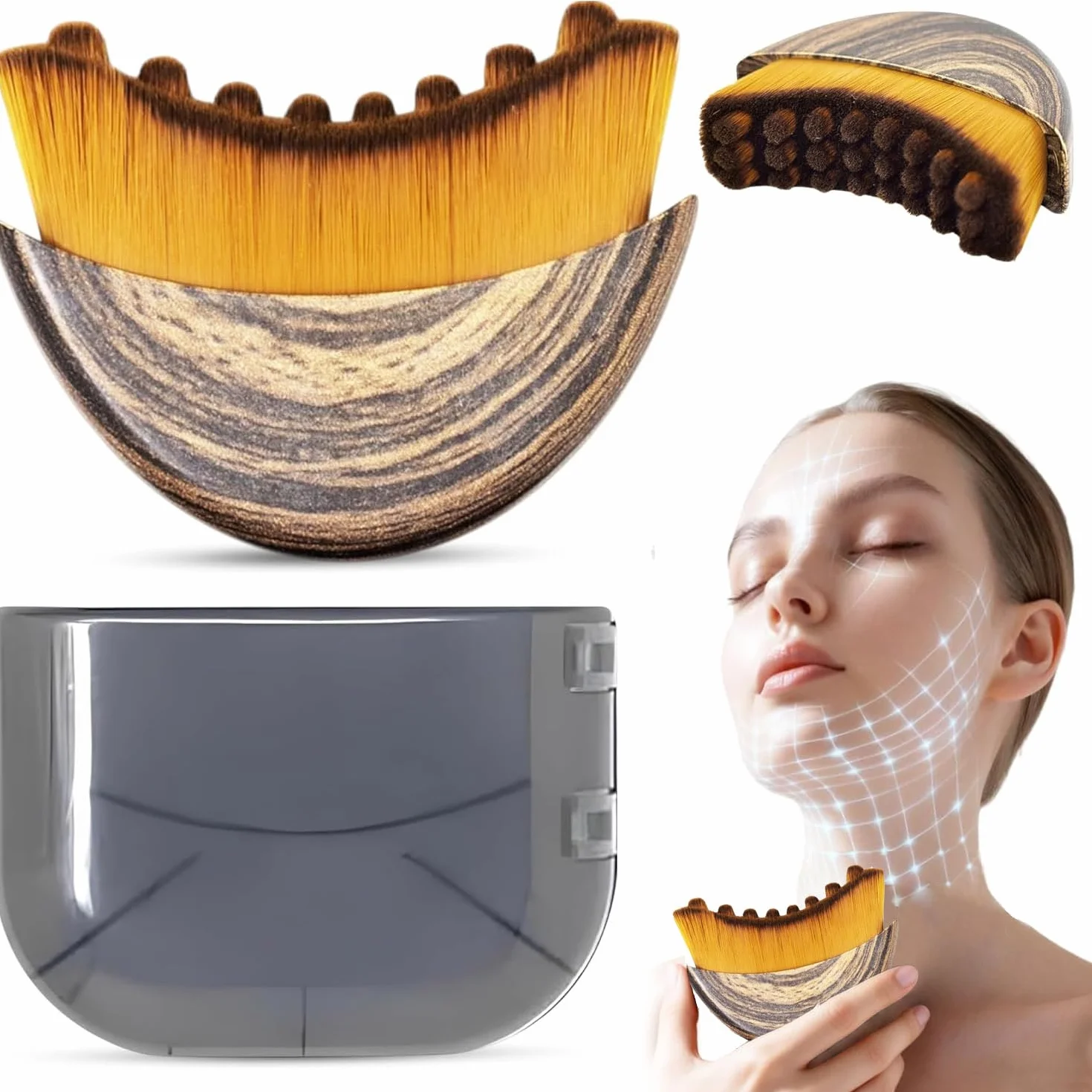 Cepillo Facial de Contorno Linfático, 2 Pcs, Herramienta de Masaje Facial para Dar Forma al Rostro y Aliviar Fatiga