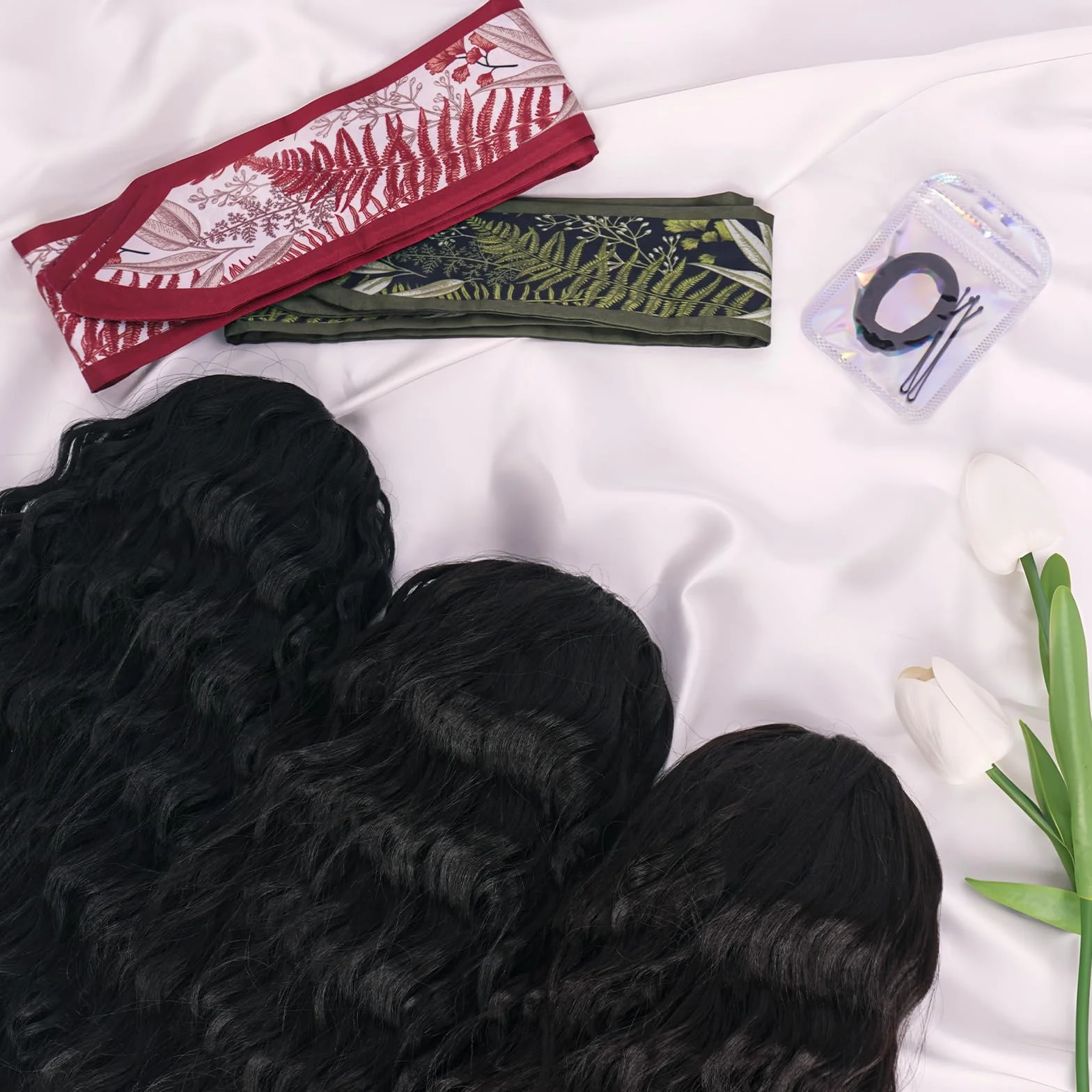 RUWISS Coleta Postiza Pelo Natural, Extensiones Pelo Rizado Coleta Postiza Larga Negro Marrón Ondulado Sintética Ponytail 30 cm Cola Caballo Extension para Mujeres