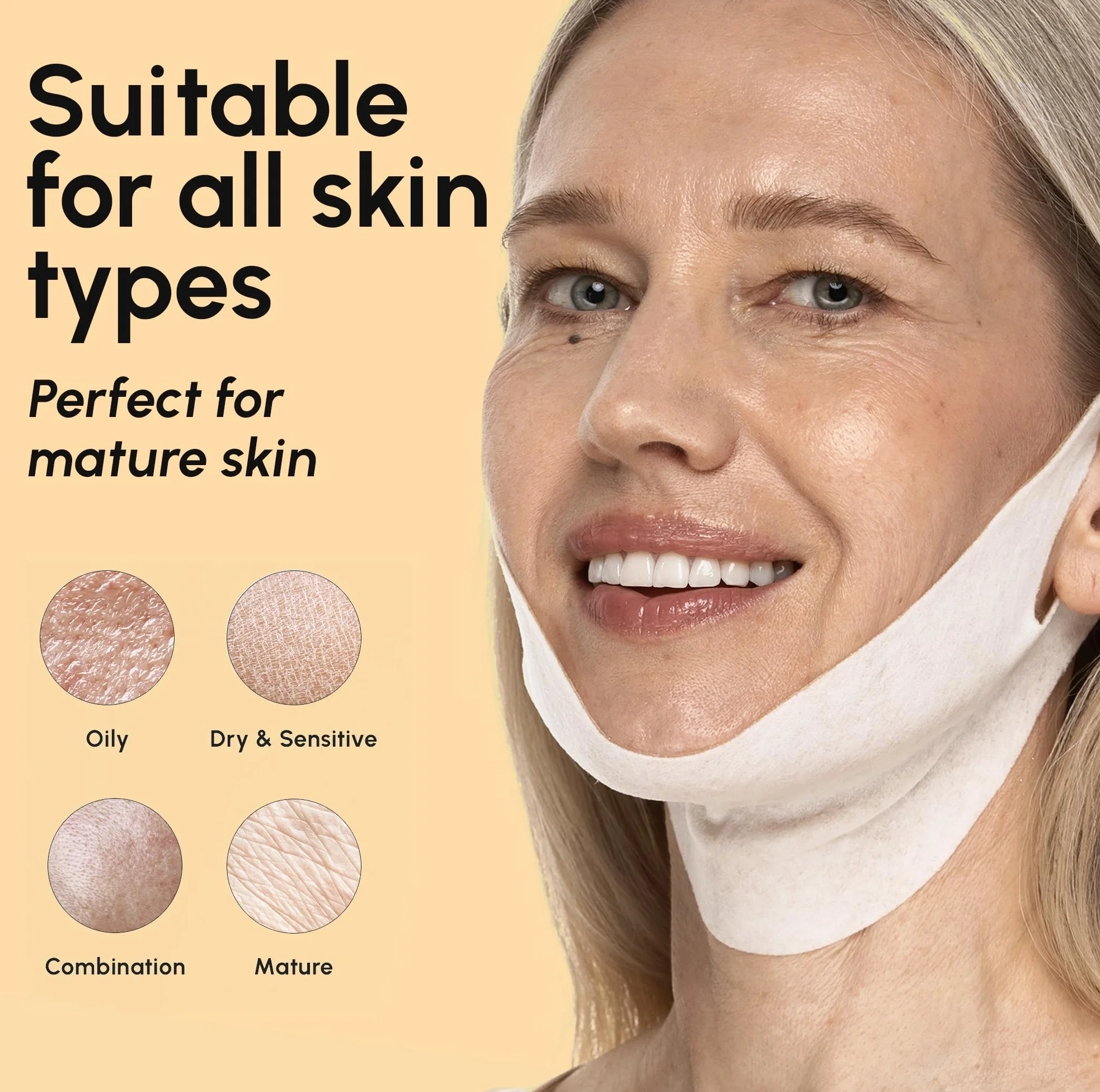 Máscara de elevación facial con oro 24K, colágeno, retinol y ácido hialurónico para mujer