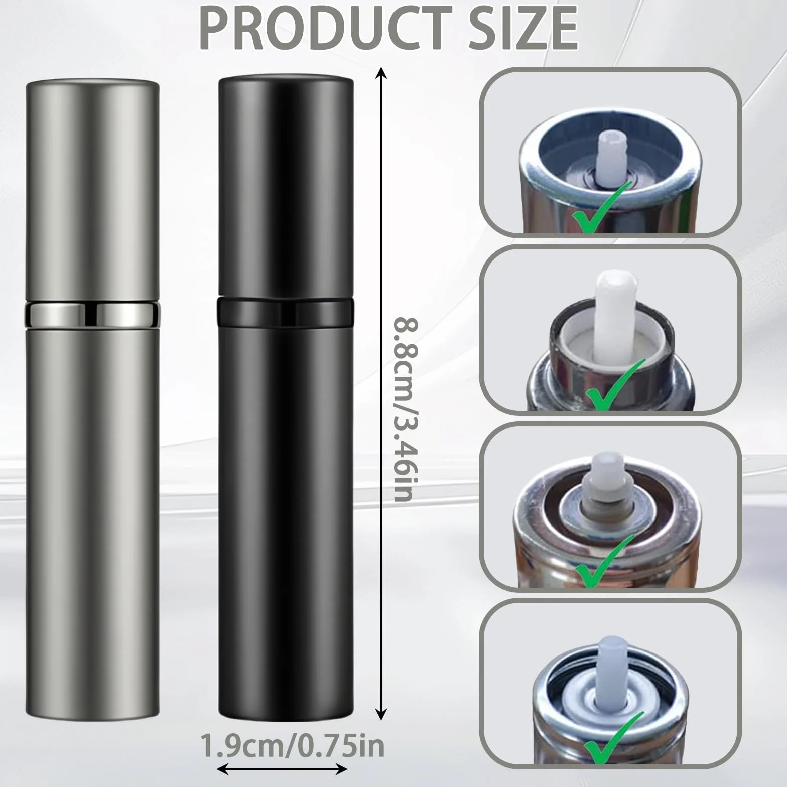 Atomizador Perfume Recargable 5ml Negro Gris 2 Piezas Mini Frasco