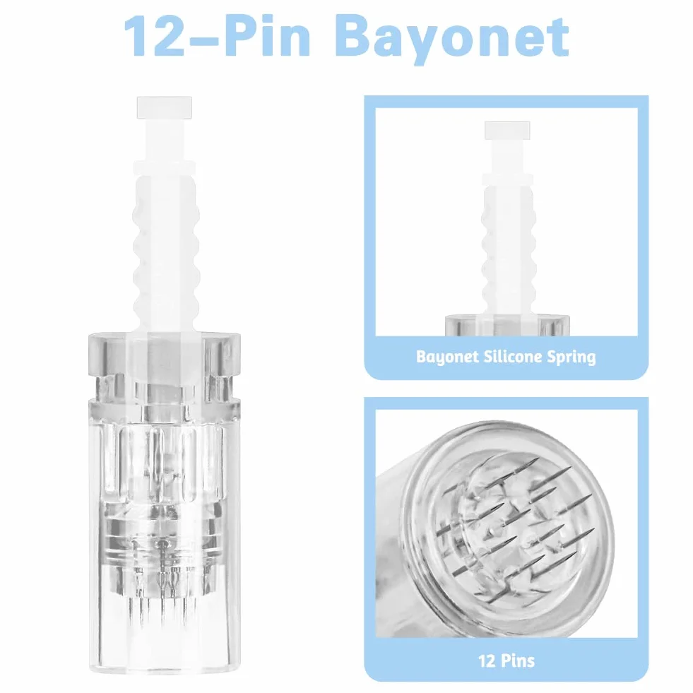 LOPHE Agujas Dermapen 12 Puntas para Microneedling Pen, Repuesto Montura de Bayoneta