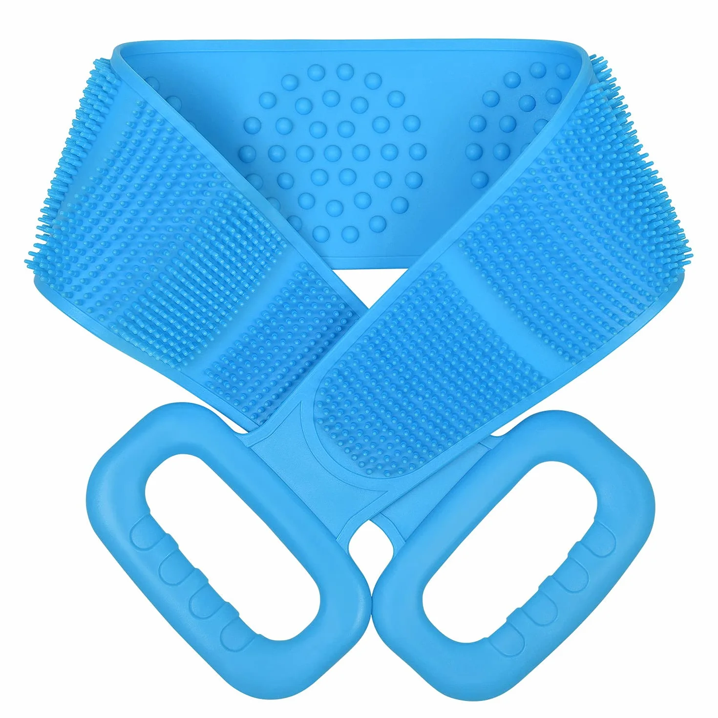 Esponja Silicona Cuerpo Doble Cara Cepillo Exfoliante Corporal Suave con Partículas de Masaje 73cm