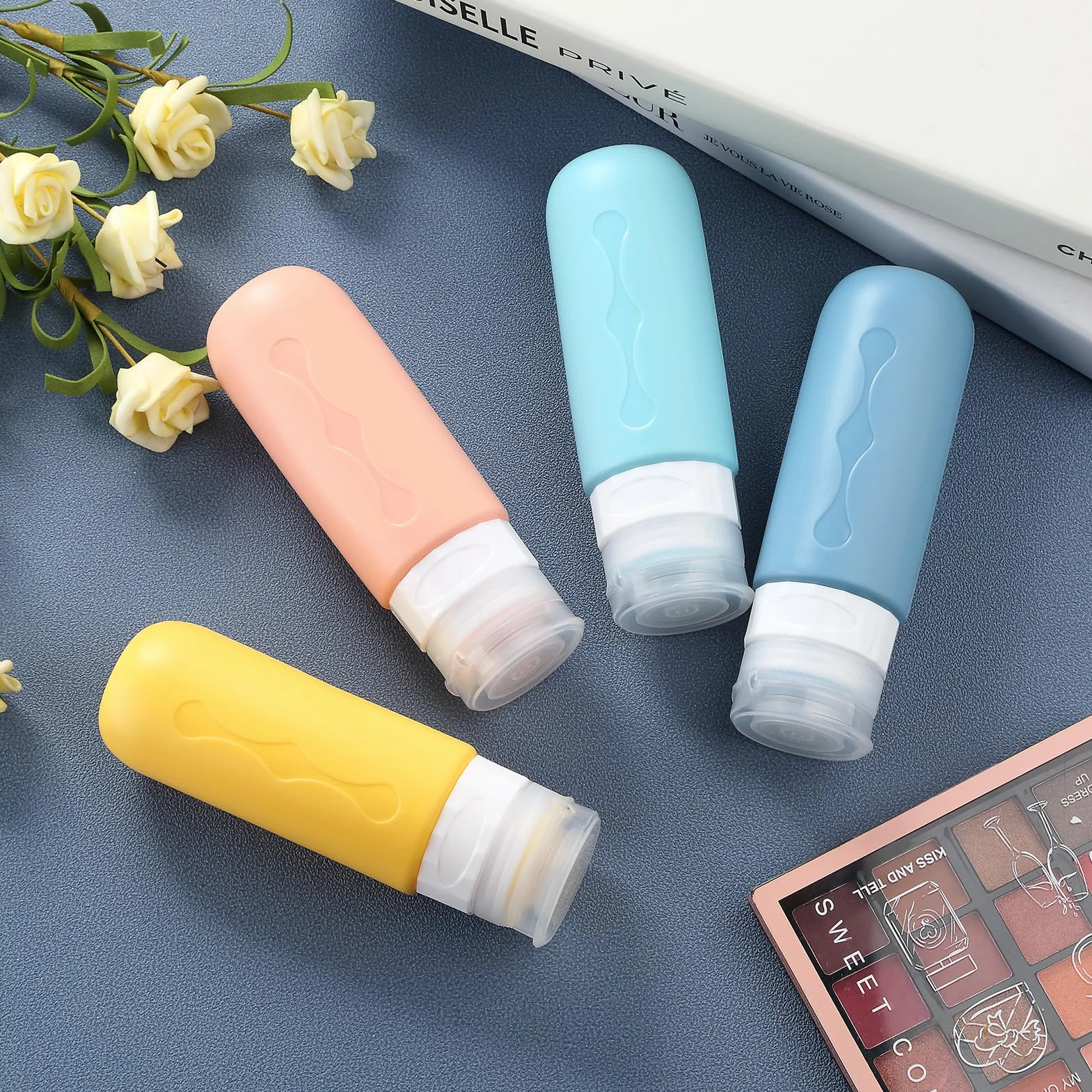 Gemice Botella de Viaje 4 Pack TSA Silicona a Prueba de Fugas 90ml para Champús Lociones
