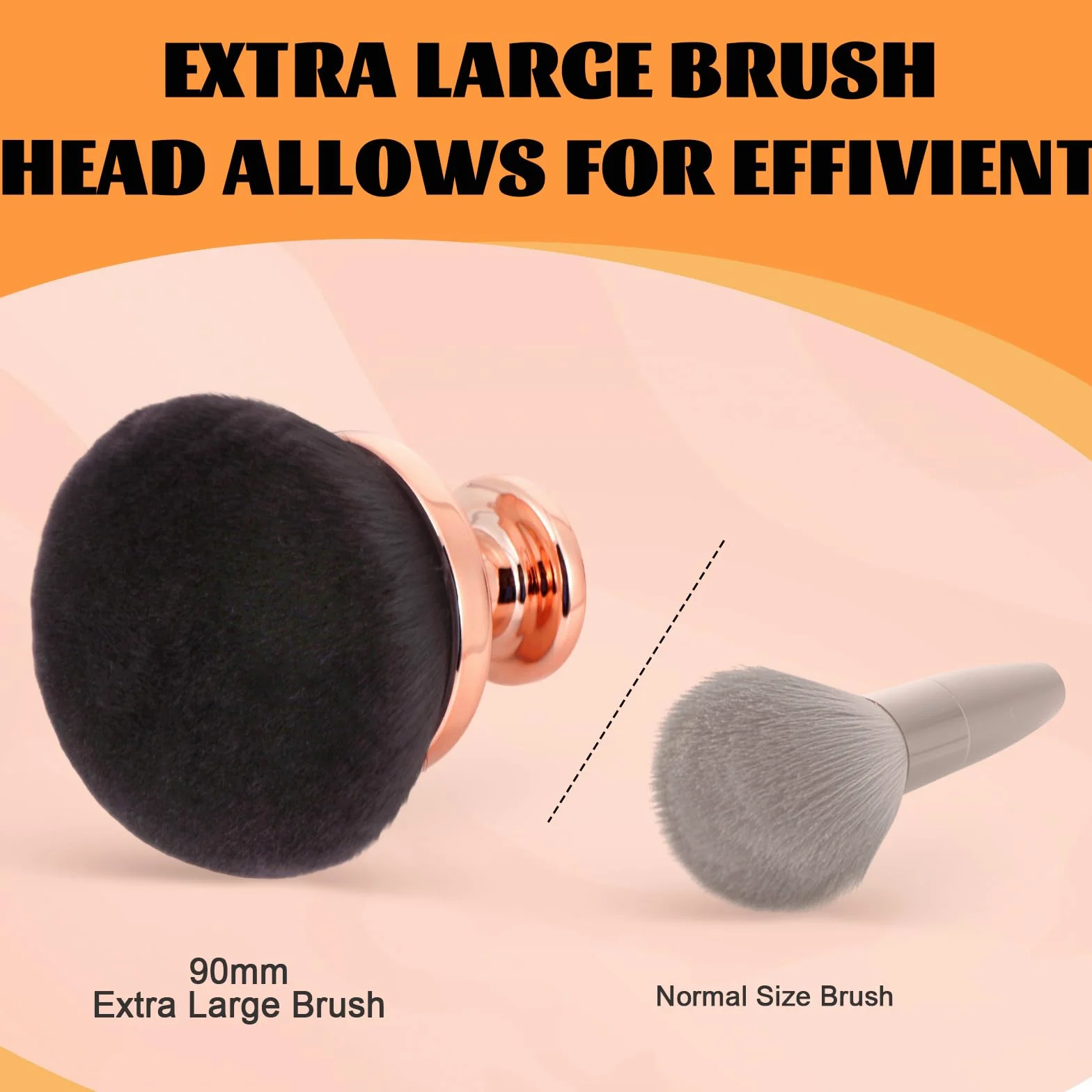 BABYSHEEP Blend & Blur - Brocha de maquillaje corporal para autobronceador de piernas y bronceador, brocha kabuki de 90 mm de ancho con cabeza redonda y bolsa de cordón