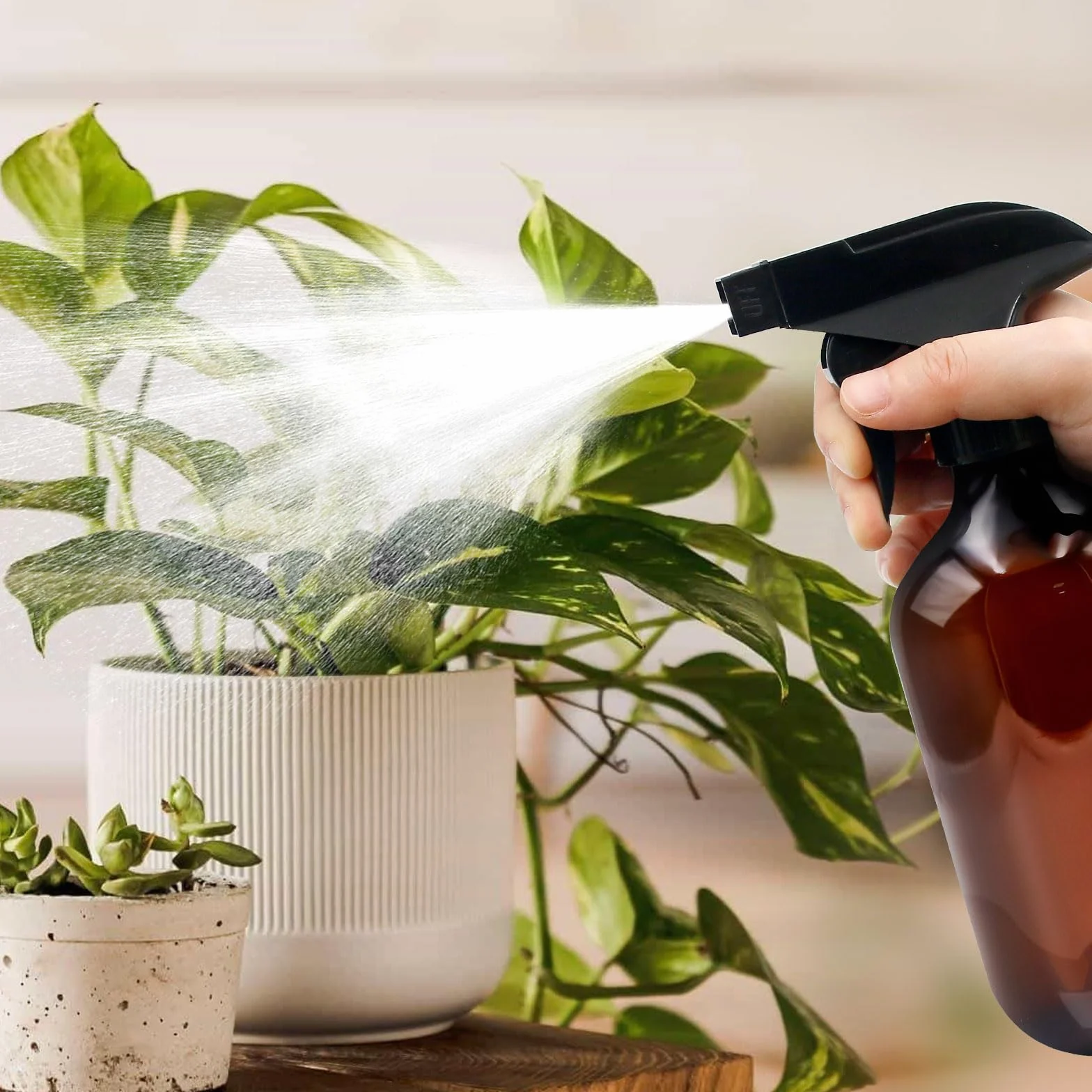 Botellas pulverizadoras vacías 500 ml paquete 2 para plantas puntas ajustables marrón