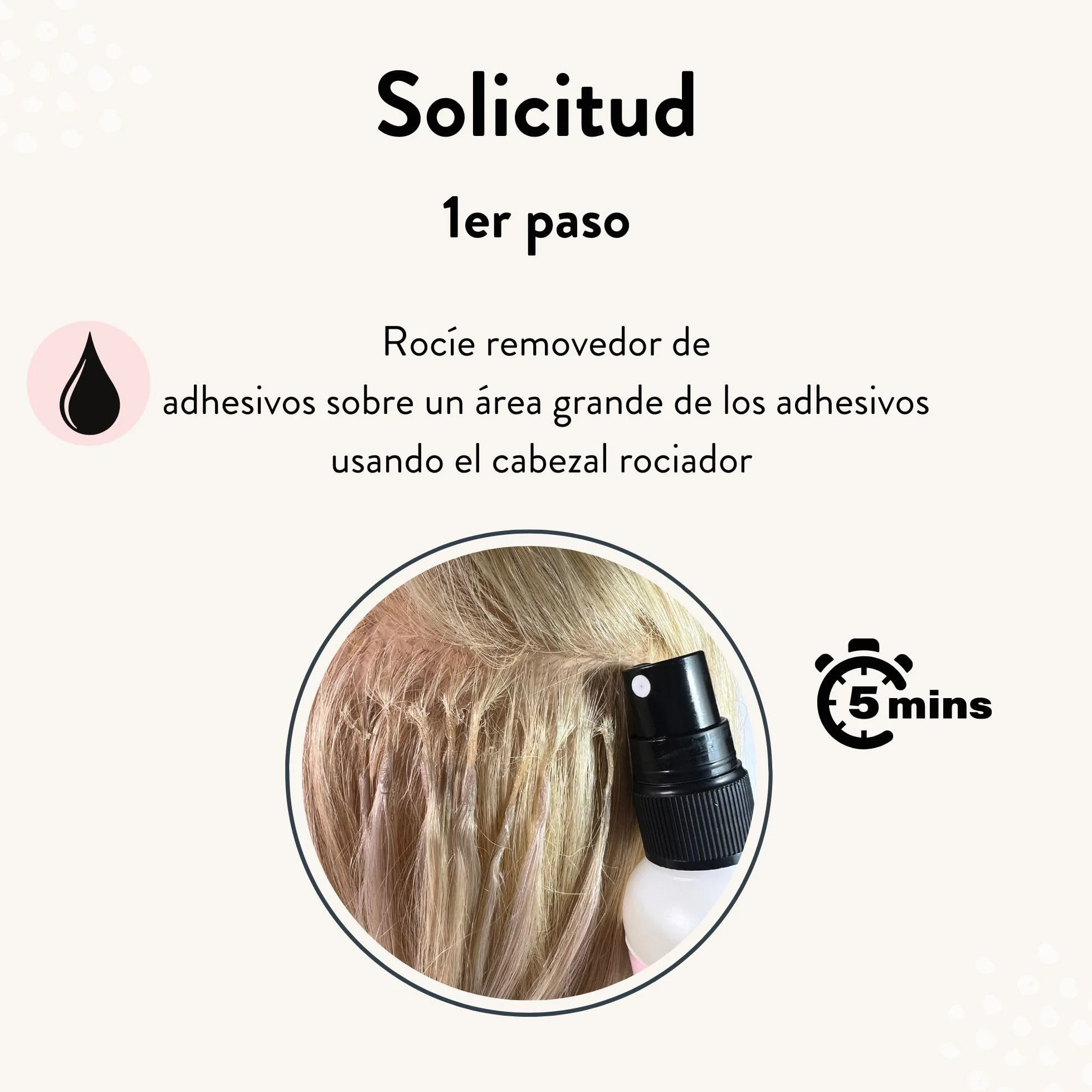 Kit para remover extensiones de cabello con pinzas y disolvente - Fórmula a base de alcohol