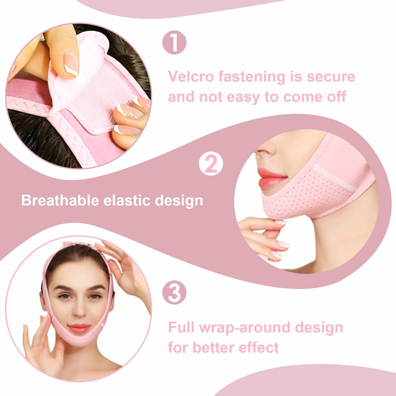 Mascarilla de doble barbilla ajustable para hombre y mujer, elevación línea V, reutilizable