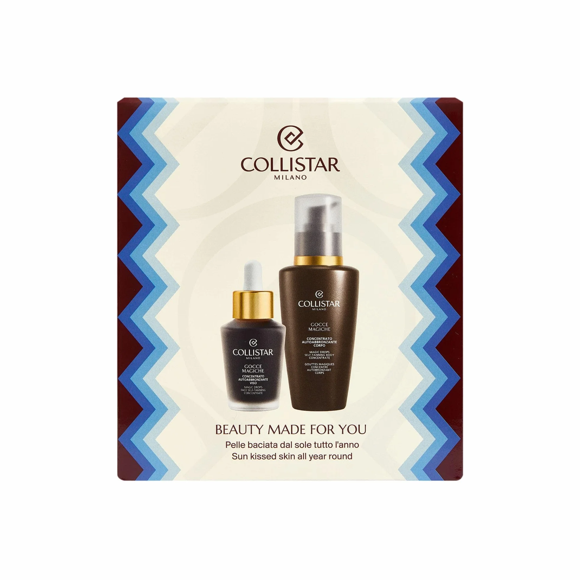 Collistar Set de regalo para mujer Gocce Magiche Autobronceador Cara 30ml + Cuerpo 125ml Set Autobronceador para Mujer Bronceado Natural Intenso Antimanchas Hidratante Larga Duración