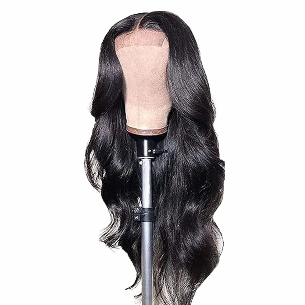 Pelucas Cabello Humano Body Wave Glueless Wig 4x1 Lace Natural Hairline 34 Inch Black