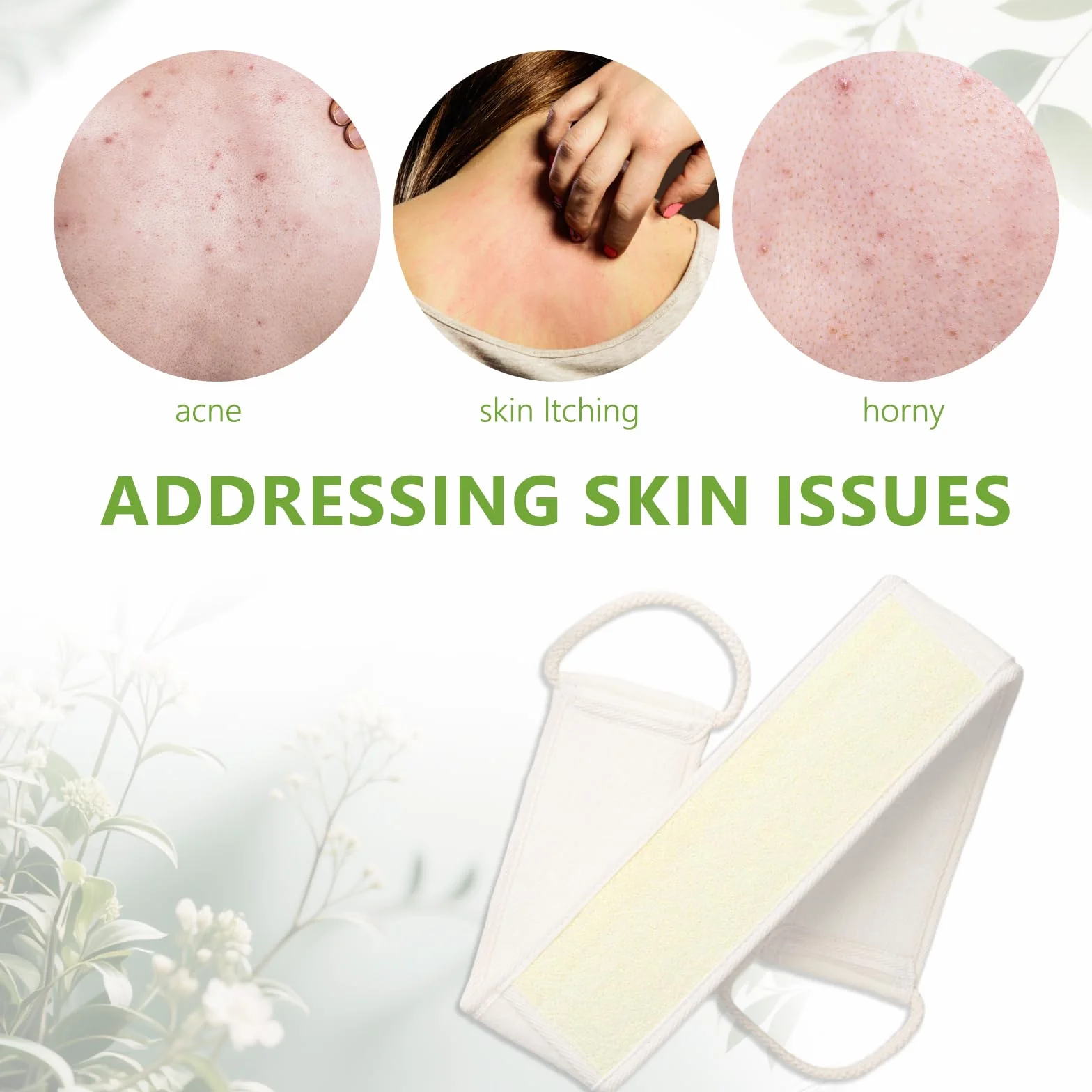 Banda exfoliante natural de Lufa para espalda, Depurador de Espalda