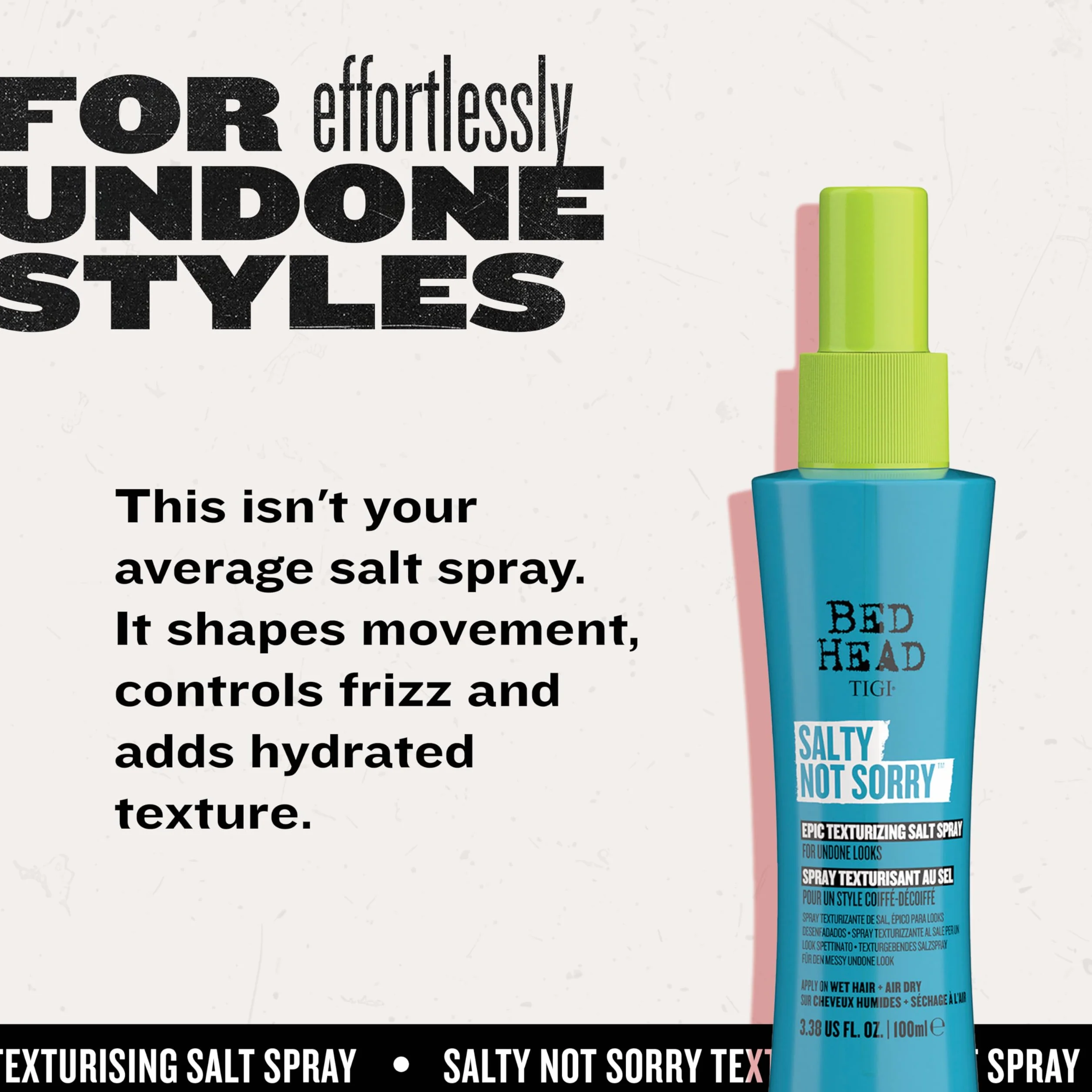 Bed Head by TIGI Salty Not Sorry Hair Texturising Salt Spray 100 ml