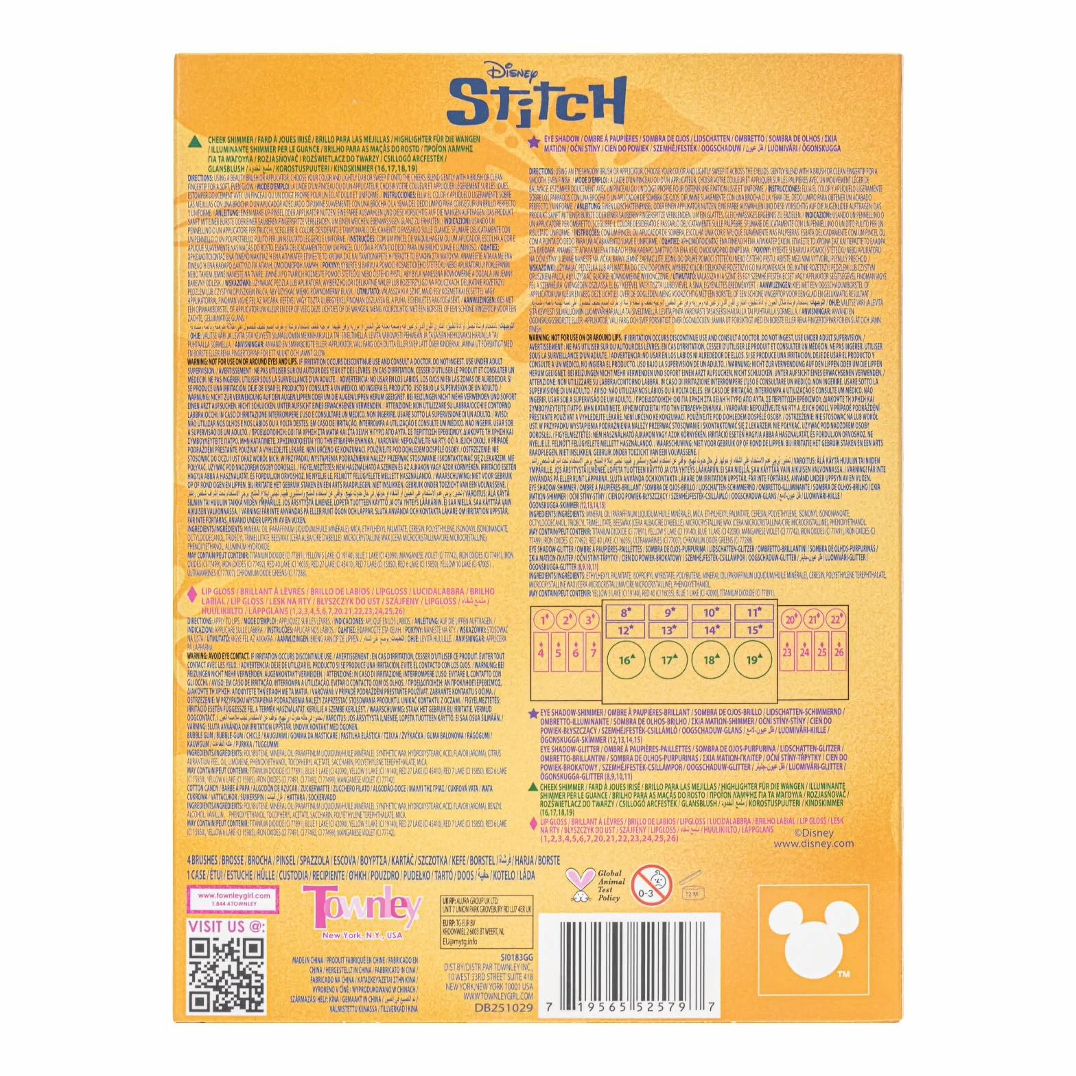 Stitch Set Maquillaje Gloss Brillo Ojos Colorete Brochas