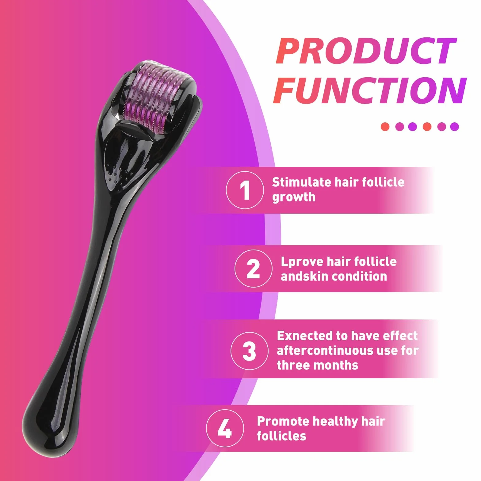 Microneedling Derma Roller 0,5 mm 540 Agujas de Titanio para Rostro Barba y Cabello
