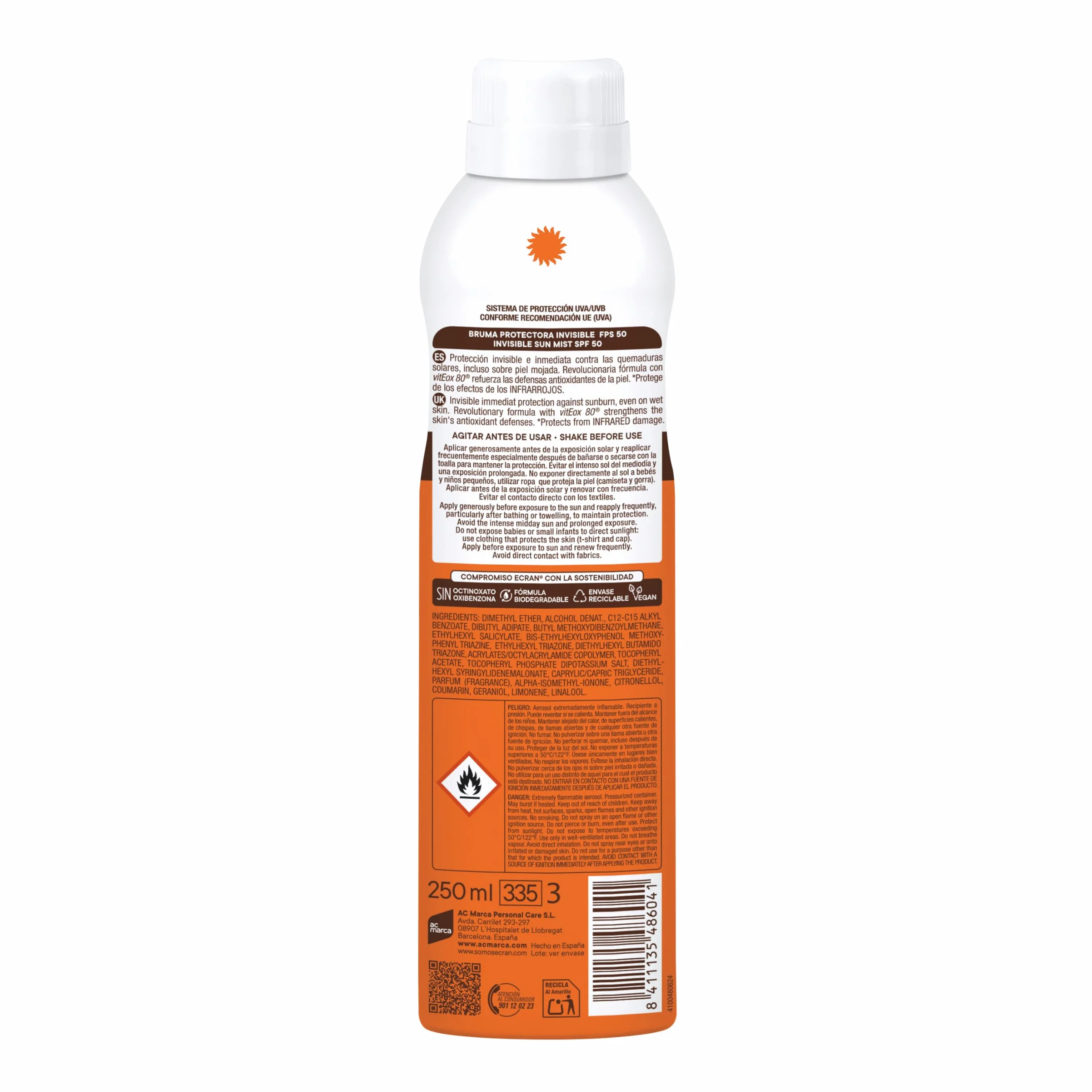 Sunnique Bruma Protectora Solar FPS 50 UVB UVA IR-A 250 ml