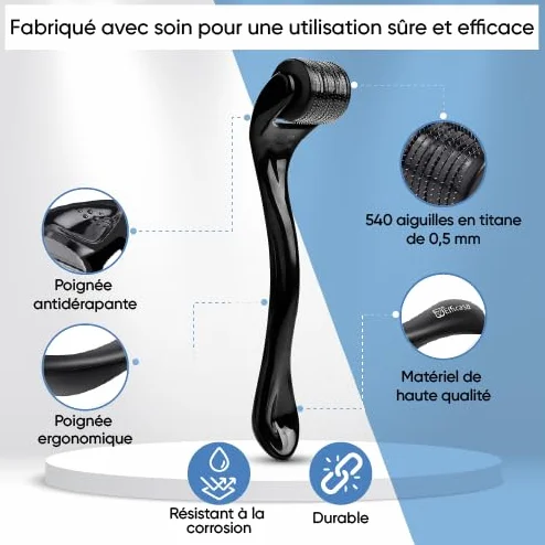 Dermaroller 0.5 mm para Crecimiento del Cabello y Barba – Microneedling Estimulante Folículo Capilar Uso Facial Hombre Mujer