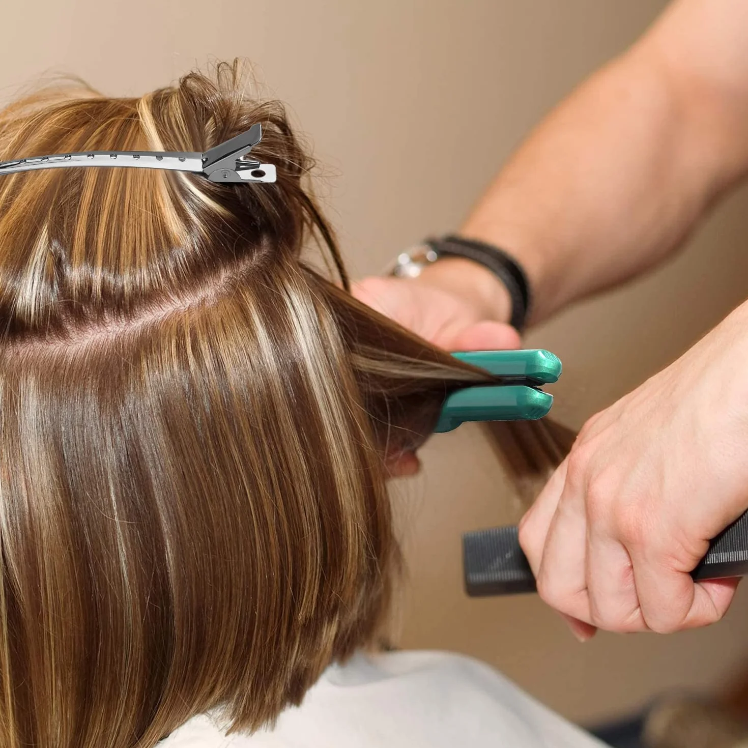 Pinzas Pelo Peluqueria 24 piezas Pico de Pato Metal Cocodrilo Agujeros 3.5 pulgadas