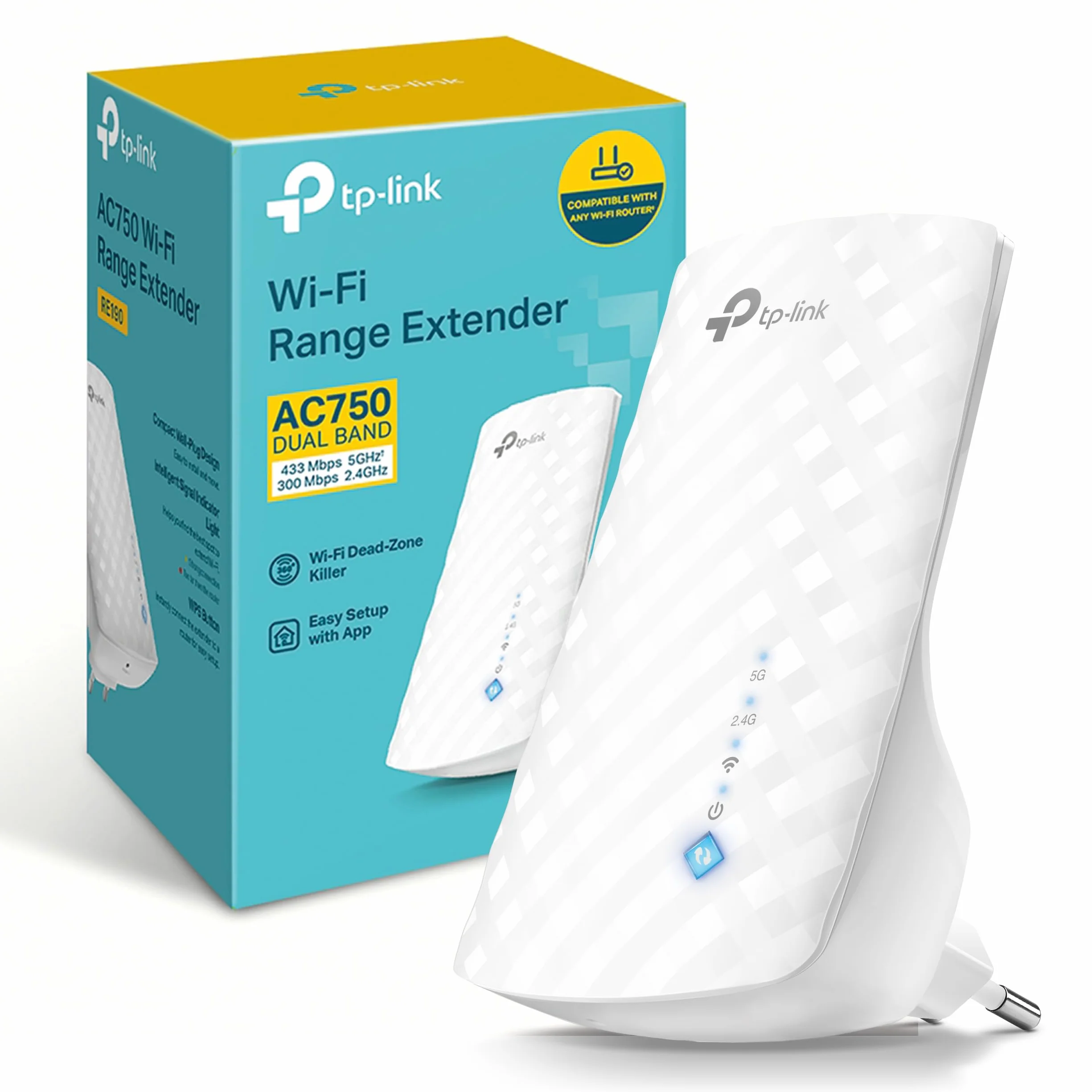 TP-Link RE190 AC750 Amplificador Señal WiFi 433Mbps 5GHz 300Mbps 2.4GHz EU Enchufe WPS