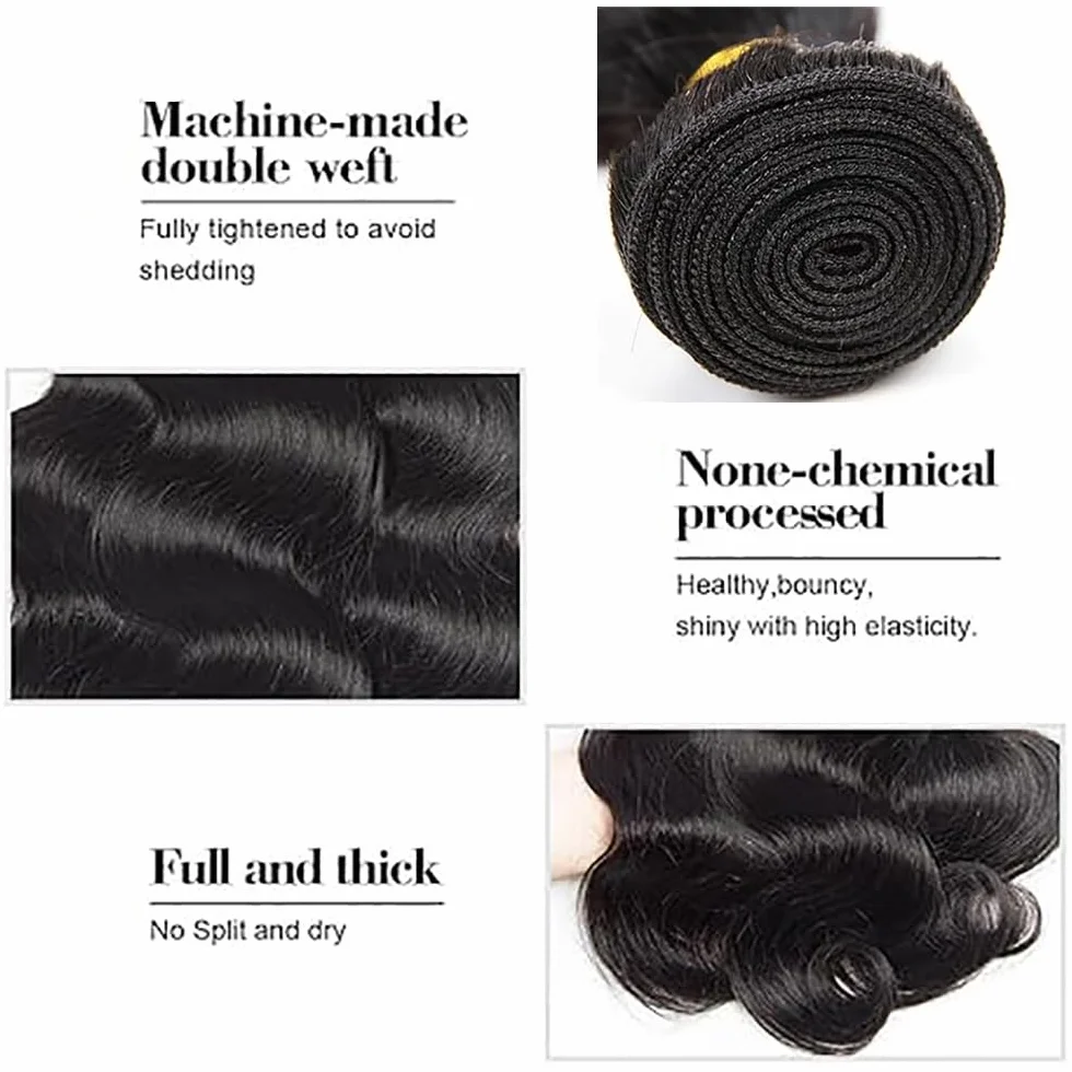2Shoaiye 50 g #1B BB paquetes de cabello humano 32 pulgadas