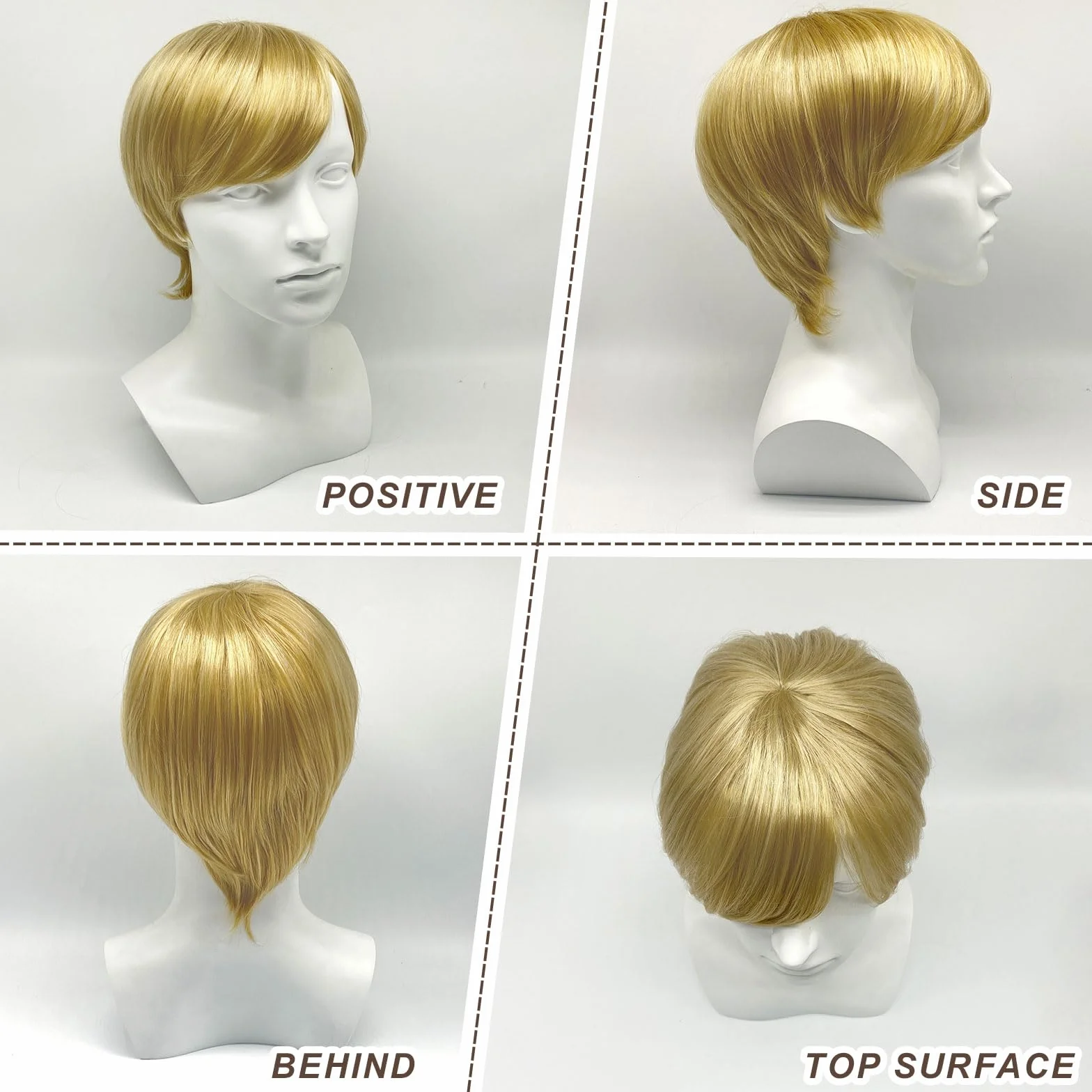 Peluca de Corta Rubio para Hombre Años 60 70 80 Popstar Halloween Cosplay