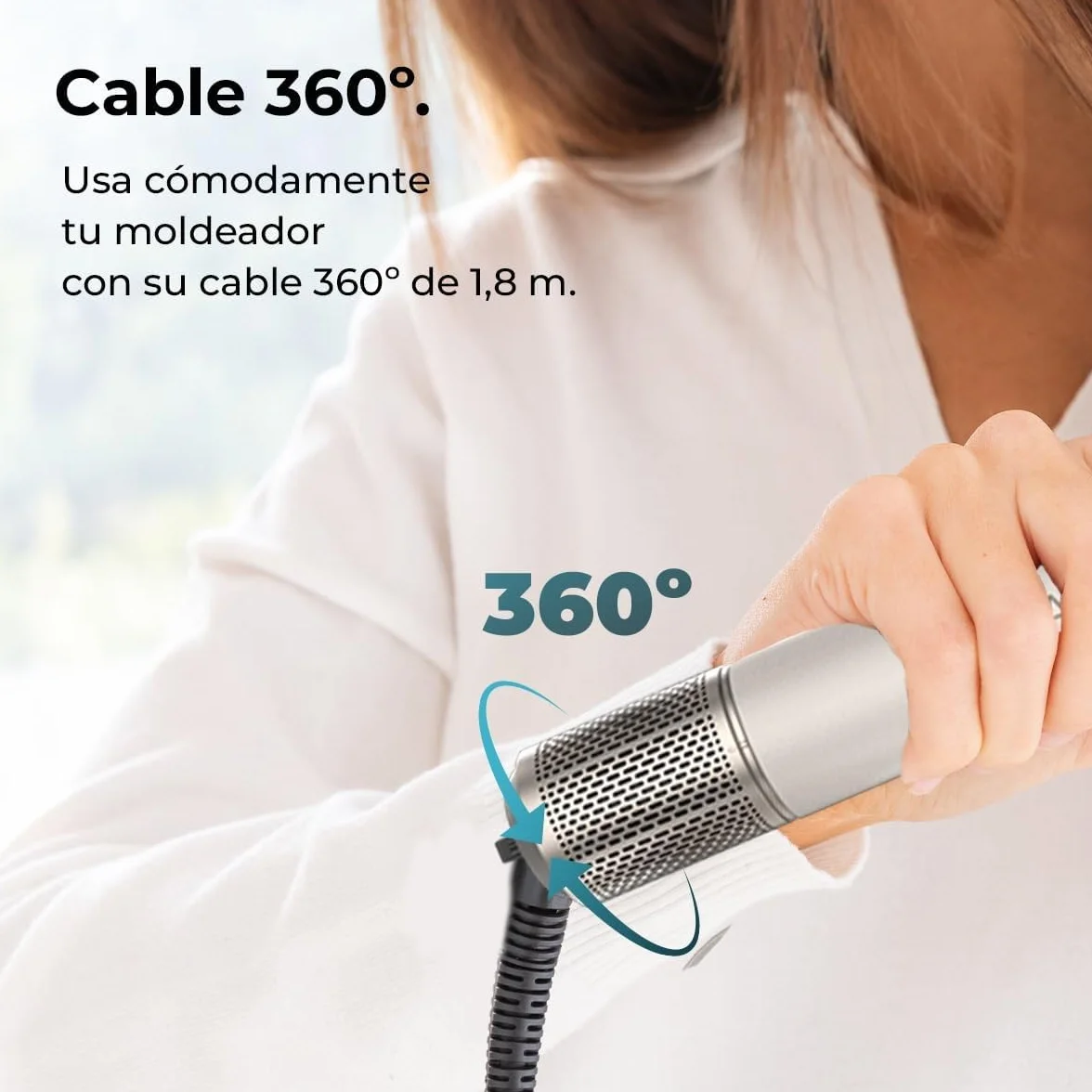 Cecotec Cepillo de Aire Secador Moldeador Alisador MultiFunción 8 Cabezales CeramicCare AirGlisse Champagne 1400W