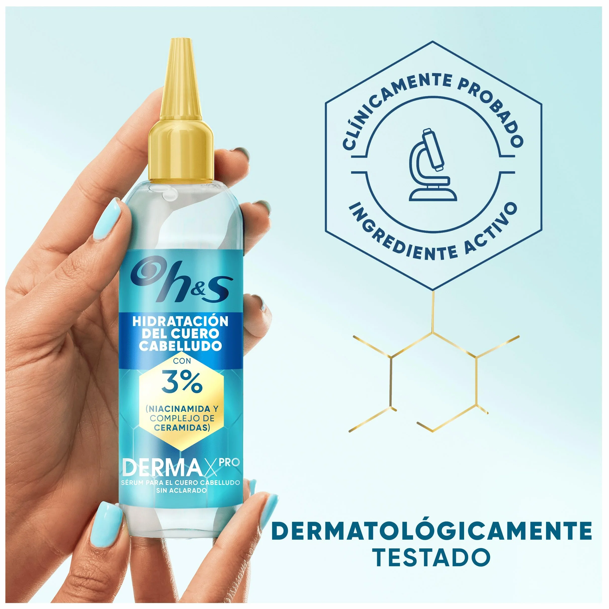 H&S DermaXPro Hidratación Instantánea Tratamiento Cuero Cabelludo 145ml Niacinamida Ceramidas Sérum sin Aclarado
