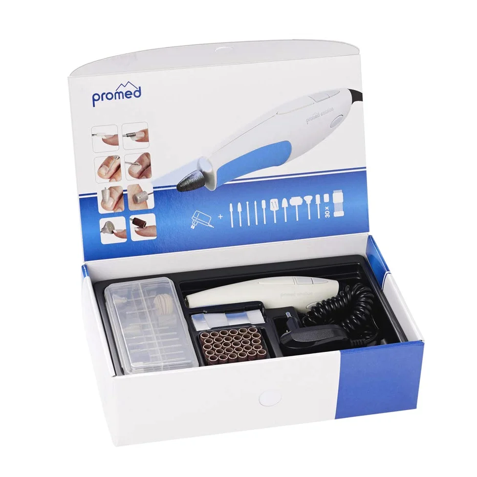 Promed EMOTION - Aparato de manicura y pedicura, con 41 accesorios, color blanco y azul