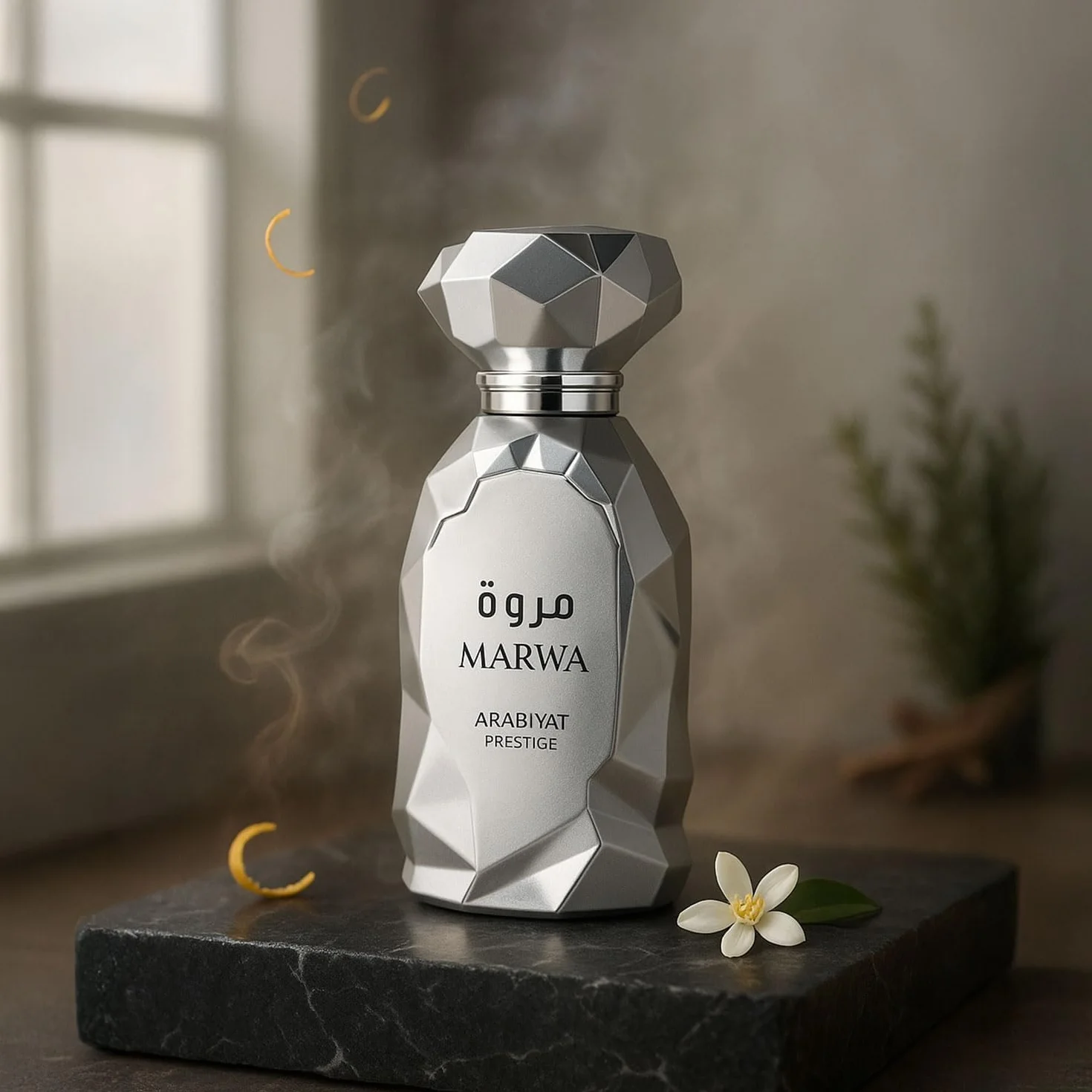 Arabiyat Prestige Marwa Eau de Parfum, 100 ml, color plata para hombre. Fabricado en los Emiratos Árabes Unidos.