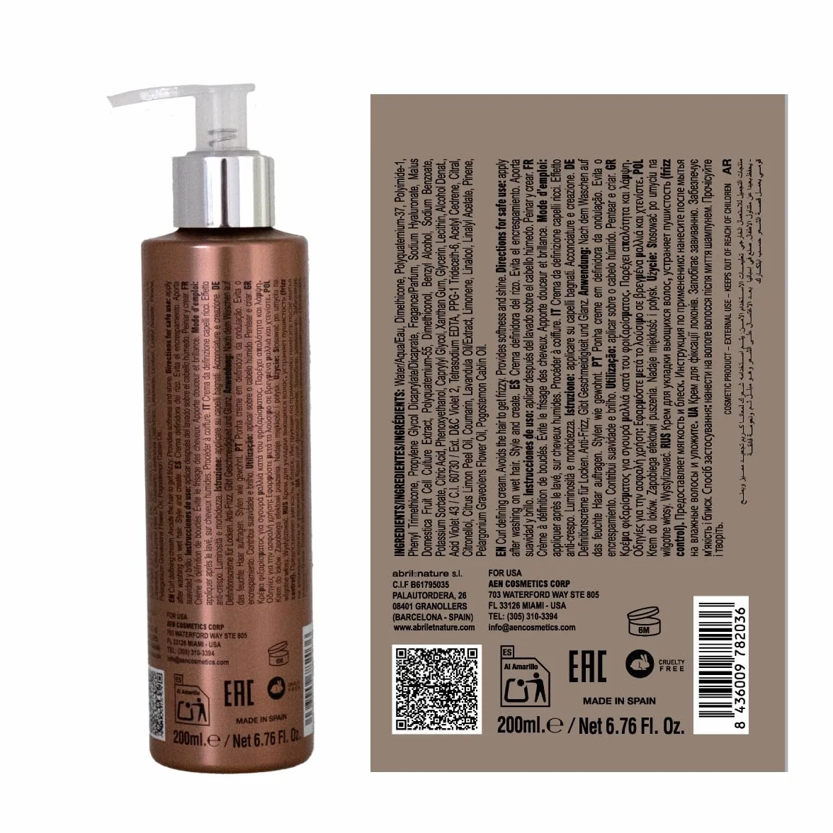 Crema de definición de rizos Dinamic Curl 200ml - Fija y mantiene rizos u ondas sin apelmazar - Controla el encrespado sin residuos