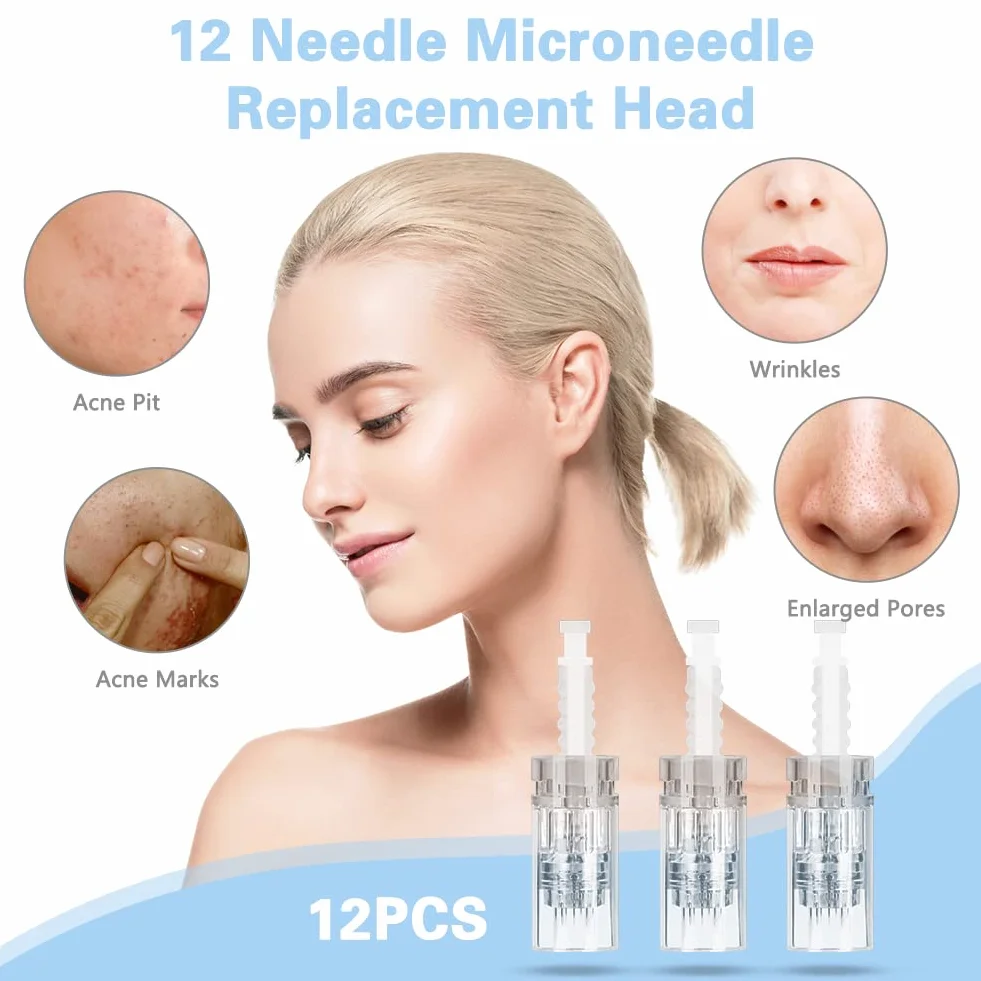 LOPHE Agujas Dermapen 12 Puntas para Microneedling Pen, Repuesto Montura de Bayoneta