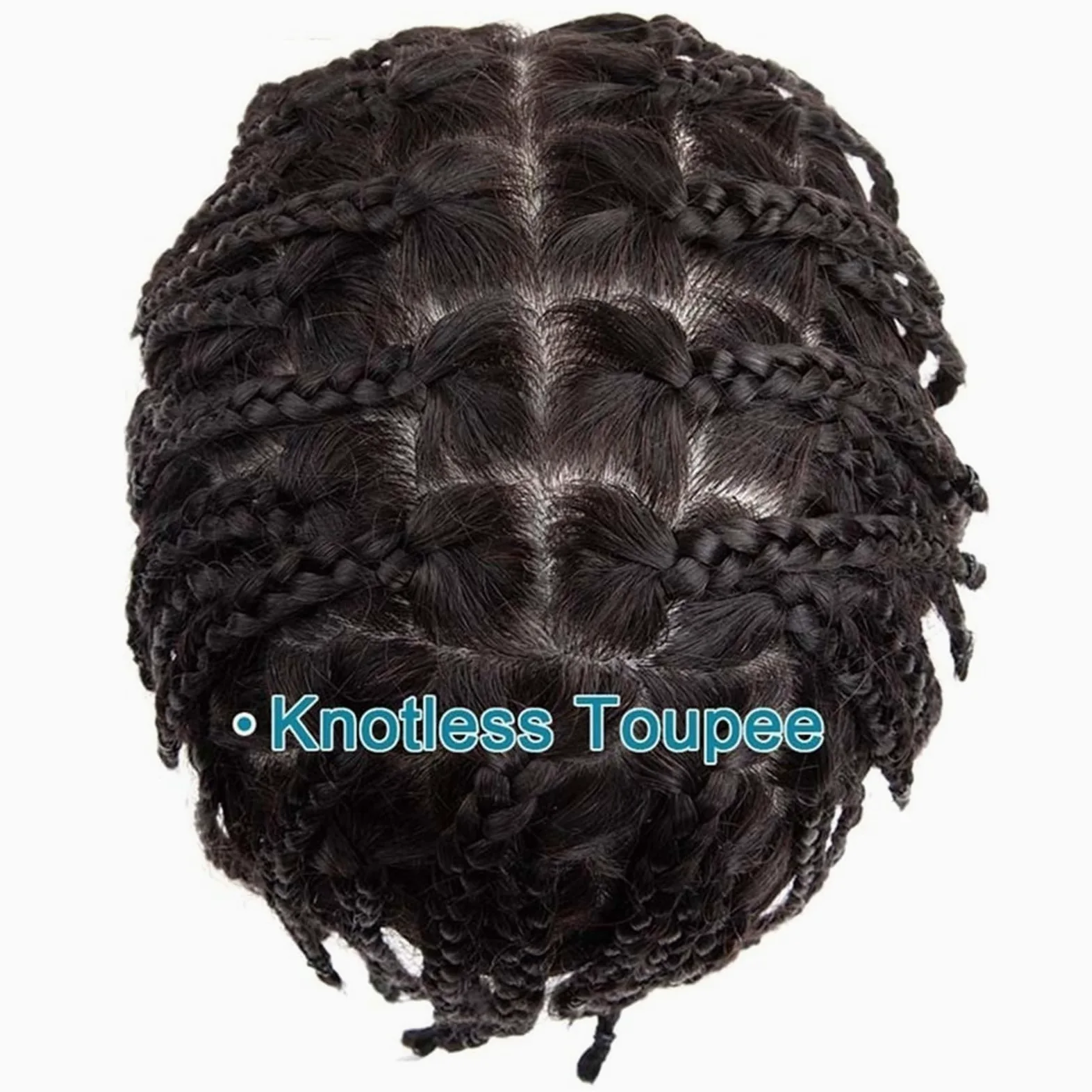 Hombres Sistema de cabello humano trenzado crochet for hombre, postizo, trenzas, tupé for Peinado