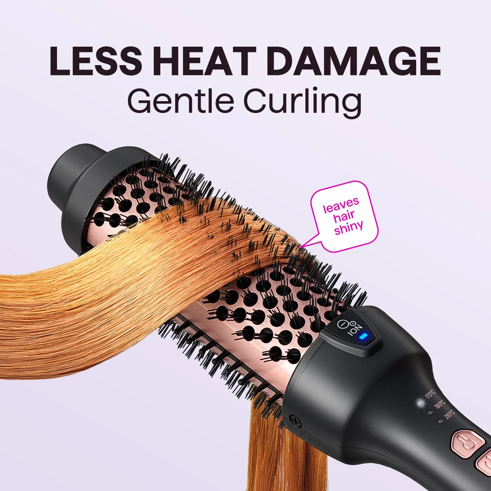 Wavytalk Cepillo Térmico 38mm Iónico Rizador Calentado para Ondas Naturales y Volumen, Doble Voltaje