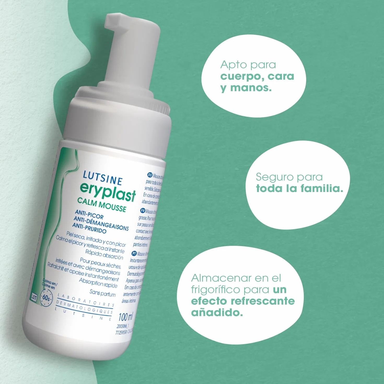 Eryplast CALM Mousse Anti Picor - Espuma Alivio Picor Inmediato 60 Segundos Piel Seca Irritada