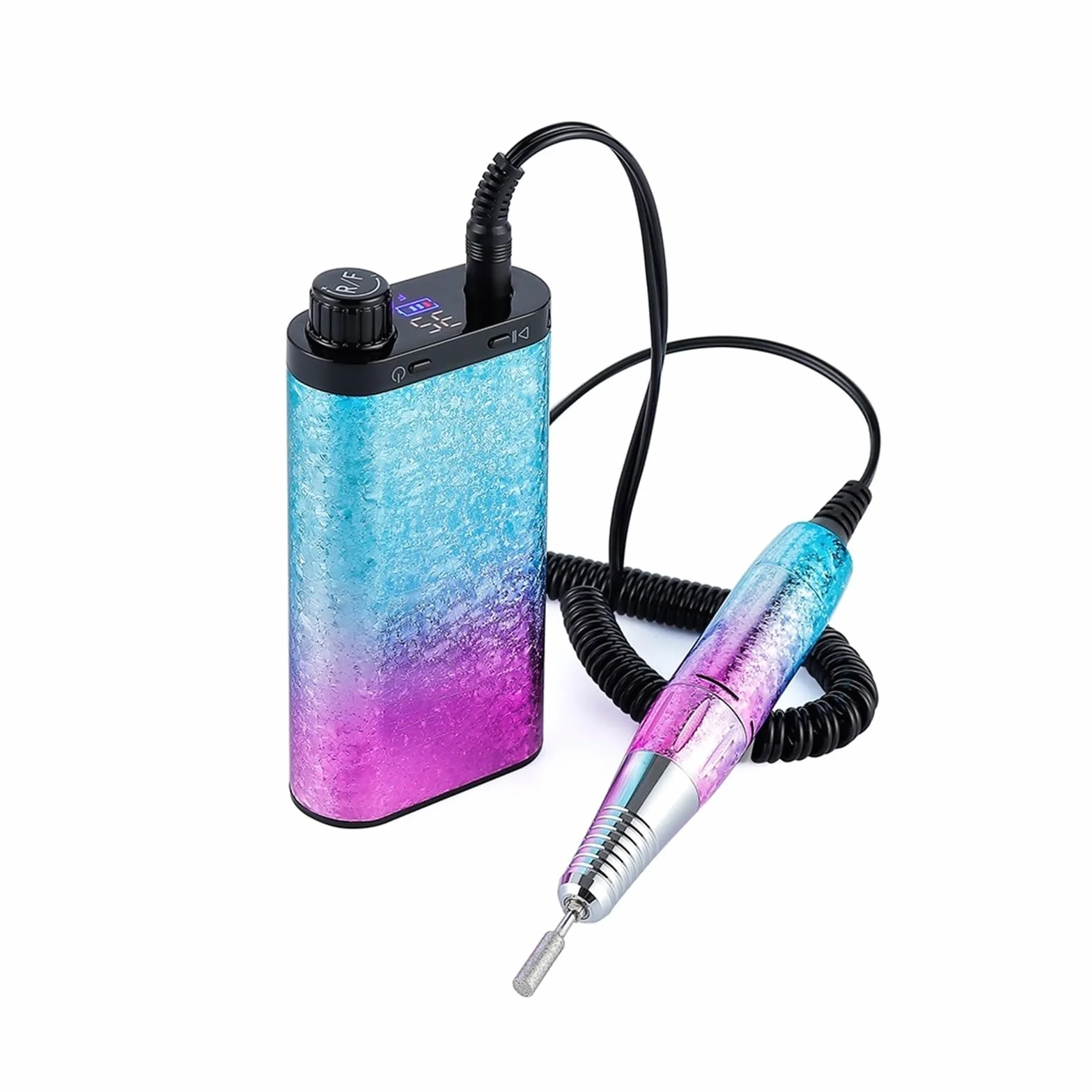 Torno de Uñas Eléctrico, Taladro de uñas inalámbrico, cortador de fresado de taladro de uñas de 35000 RPM, pulidor de uñas recargable, equipo de manicura de arte de uñas amoladora(Blauw)