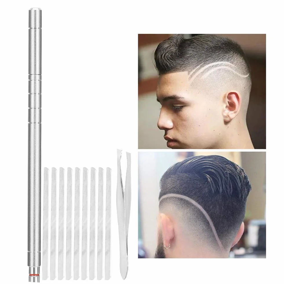 Bolígrafo de peluquero profesional con estuche protector para corte de pelo, barba y cejas (Silver)