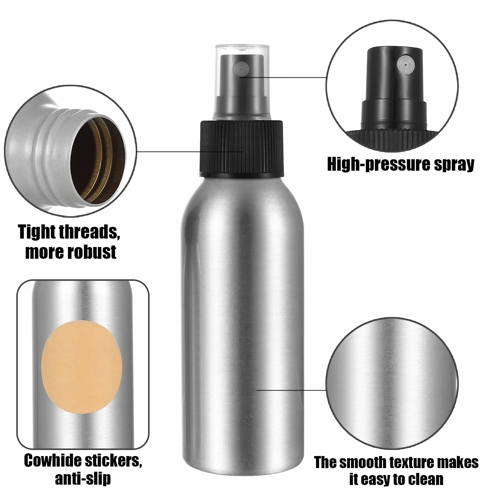 Bote Spray Pulverizador 50 ml Atomizador Botella de Aluminio Vacío Rellenable con Bomba para Aceites Esenciales Cosméticos