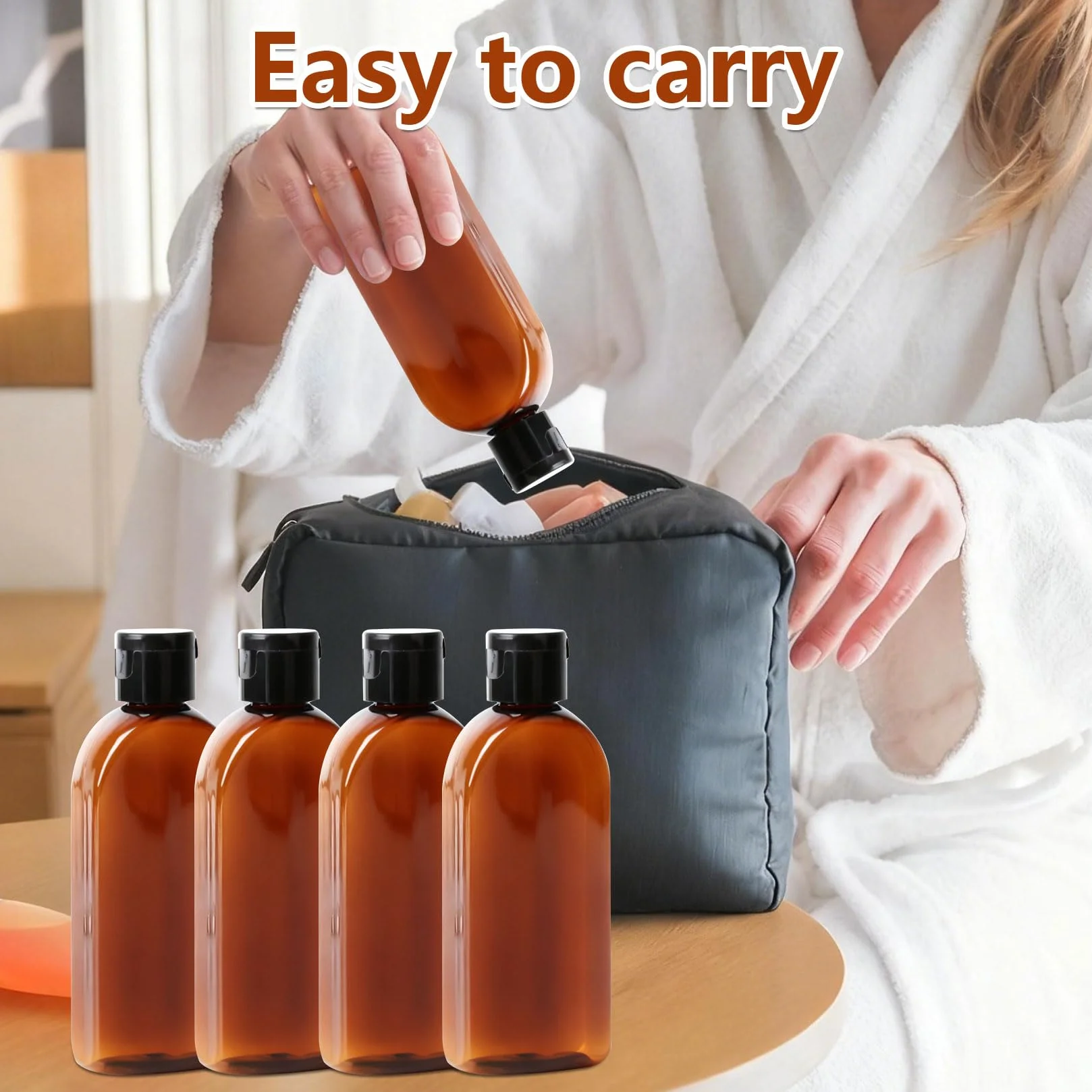 Botellas de Viaje Rellenables 100ml 6 Pcs, Botellas Vacías para Champú, Acondicionador y Lociones