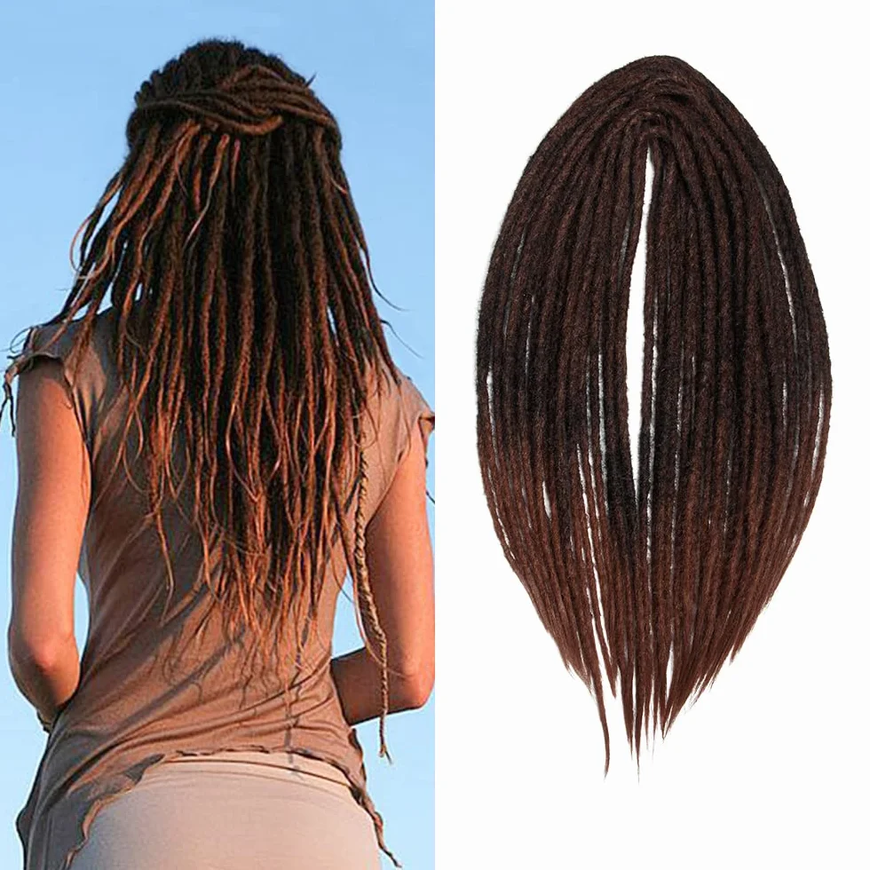 Extensiones de Rastas Sintéticas Delgadas 20 Pulgadas 10 Hebras Suaves Doble Punta Reggae Hip-Hop