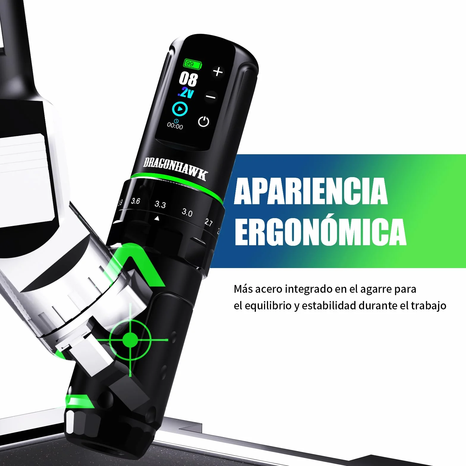 Dragonhawk L3 Kit de Tatuaje, Máquina de Tatuar Inalámbrica con Recorrido de 2.4-4.2 mm y Batería de 2000 mAh, Impresora de Esténciles, 20 Agujas Cartucho para Principiantes y Artistas
