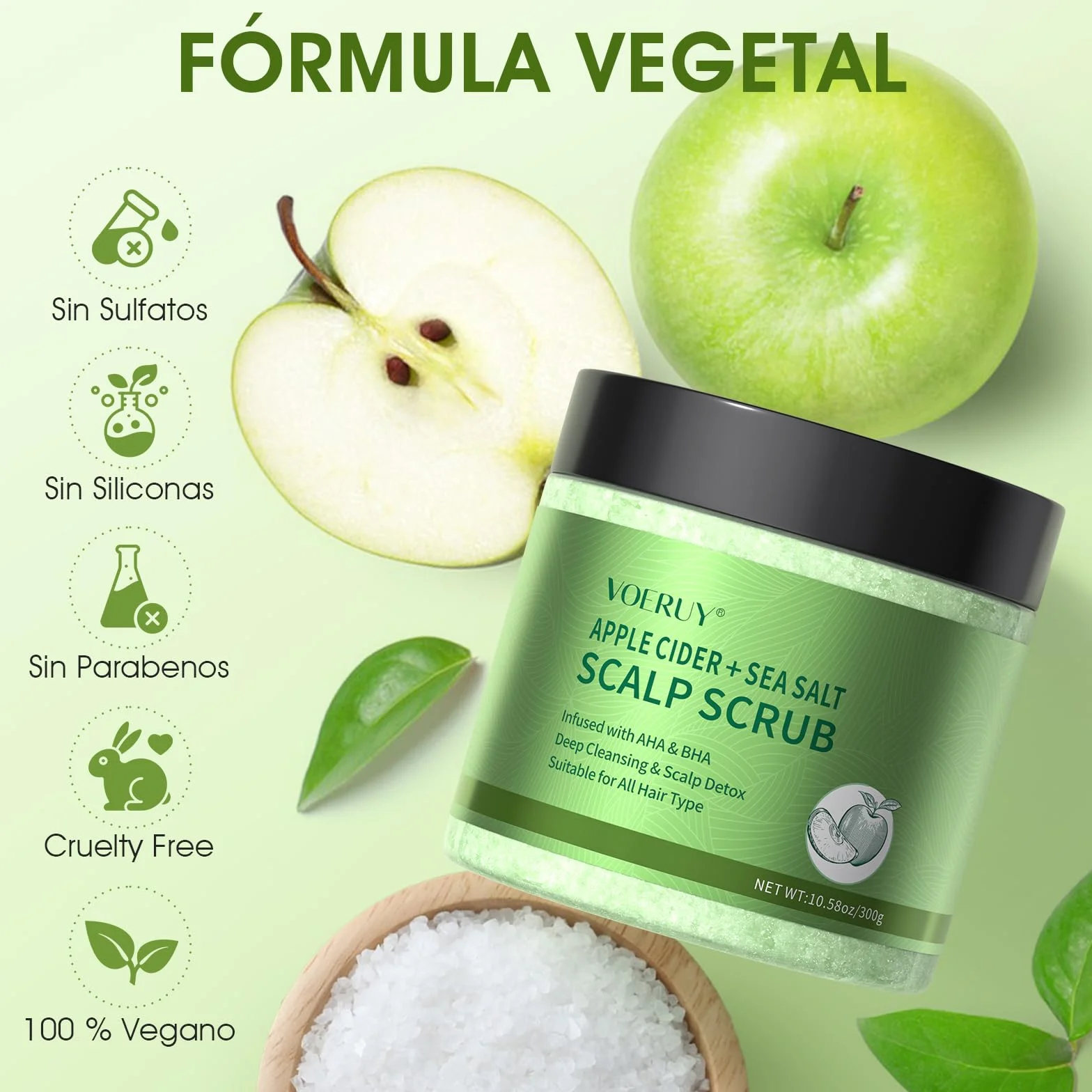 Exfoliante de cuero cabelludo AHA BHA 2 en 1 con masajeador de silicona