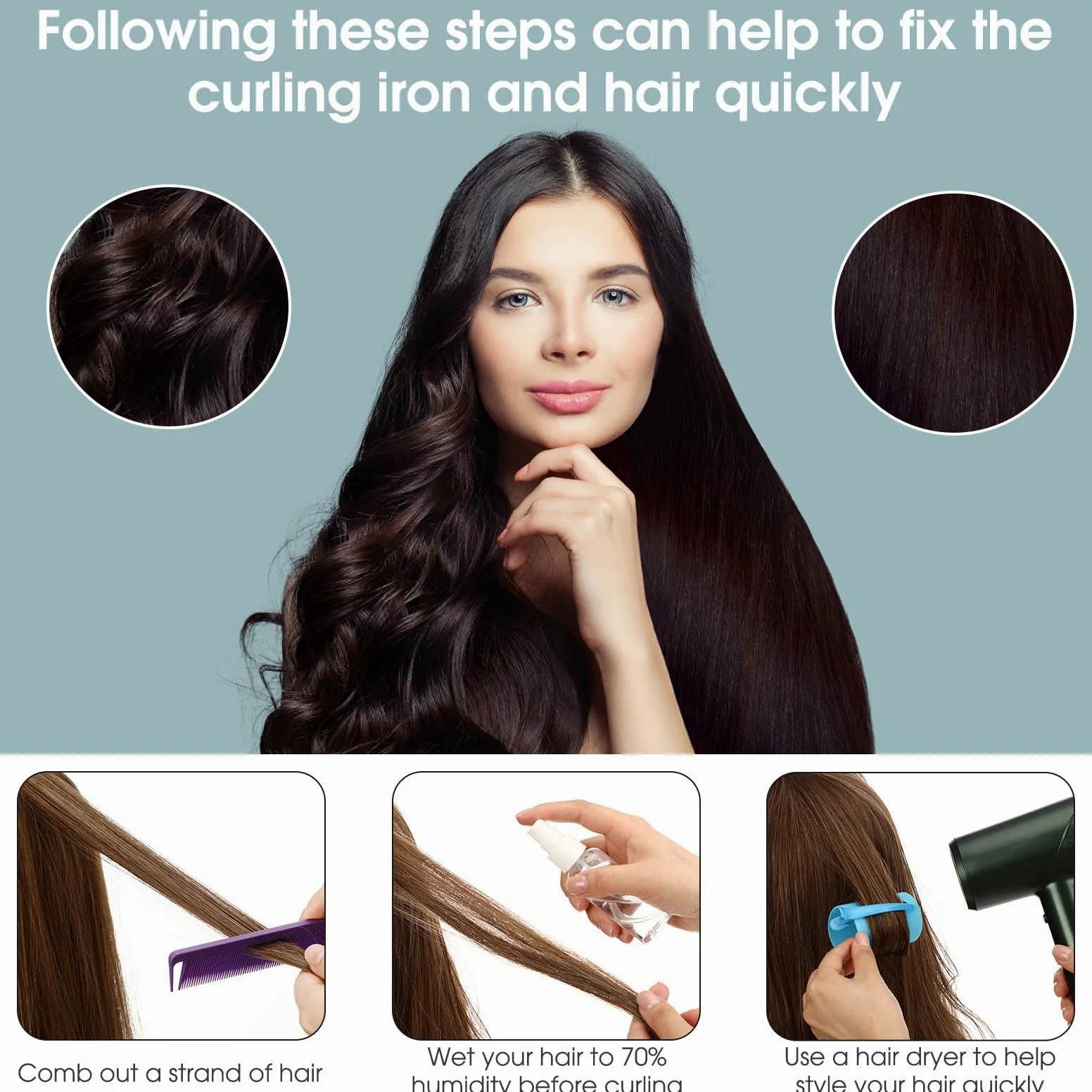 WILLBOND El juego de 141 rodillos para el cabello incluye 60 rodillos de plástico para el pelo (azul, 6 tamaños)