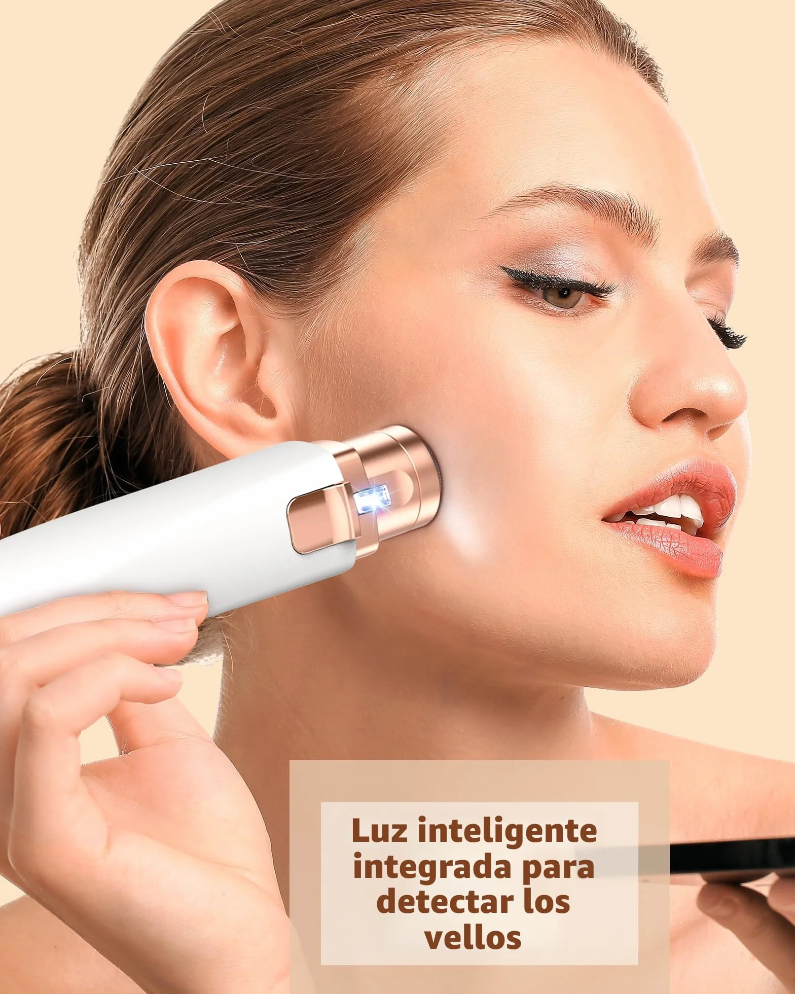 Rasuradora Facial Mujer recortadora de cejas electrica: iFANZETECH Rasuradora Facial Electrica Eliminar el Vello sin Dolor con Luz Smartlight Labio Superior, Barbilla, Mejillas y Cejas Regalo Mujer