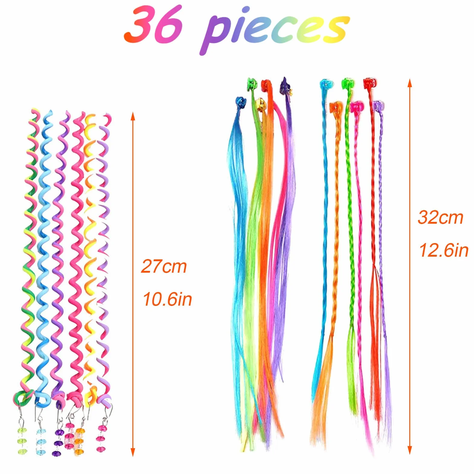 KEYRI Extensiones de Trenzas de Colores para el Pelo, Accesorio para Peinados (36 Piezas)