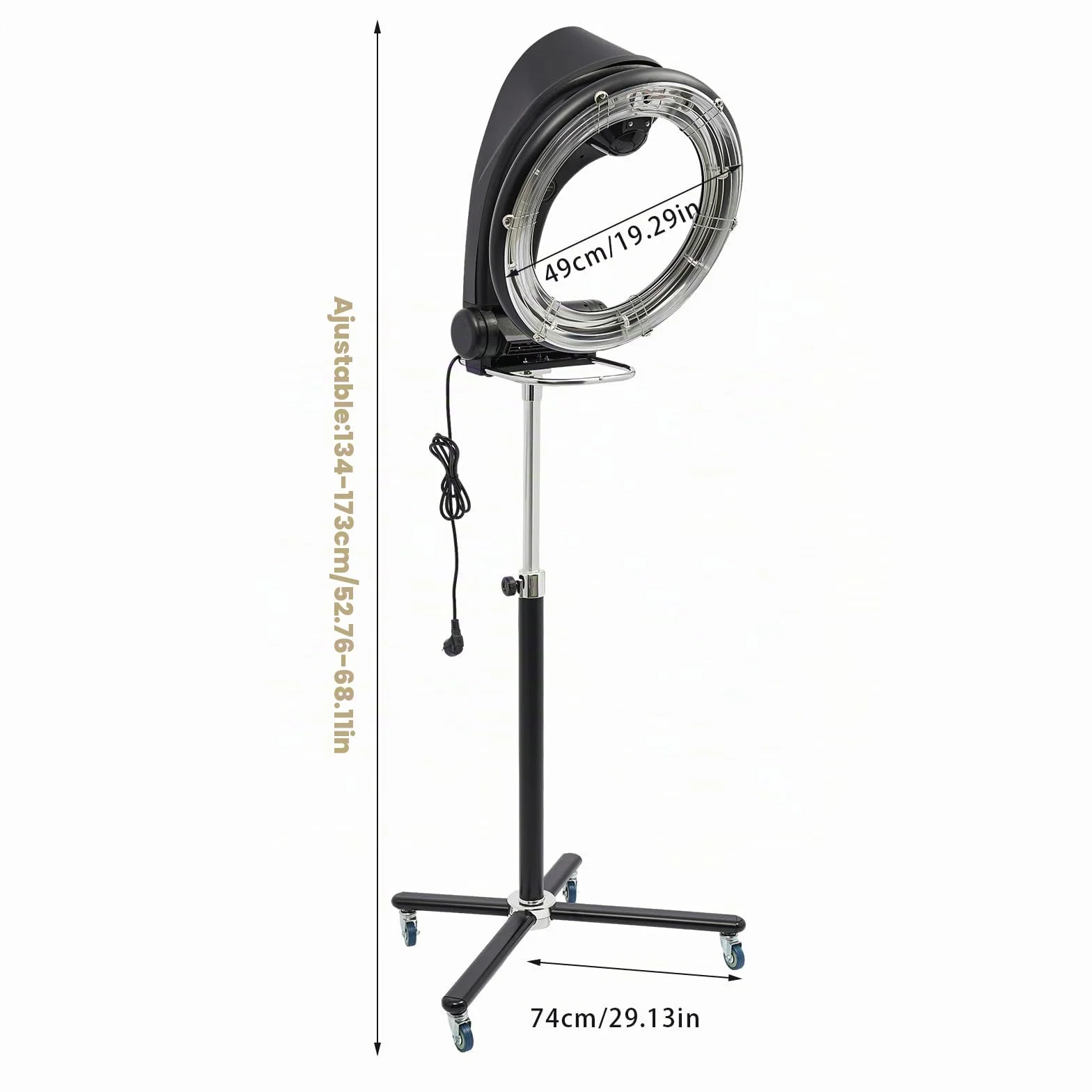 Campanas secas para cabello 950 W vaporizador profesional 4 ruedas 6 modos altura ajustable 134-173 cm