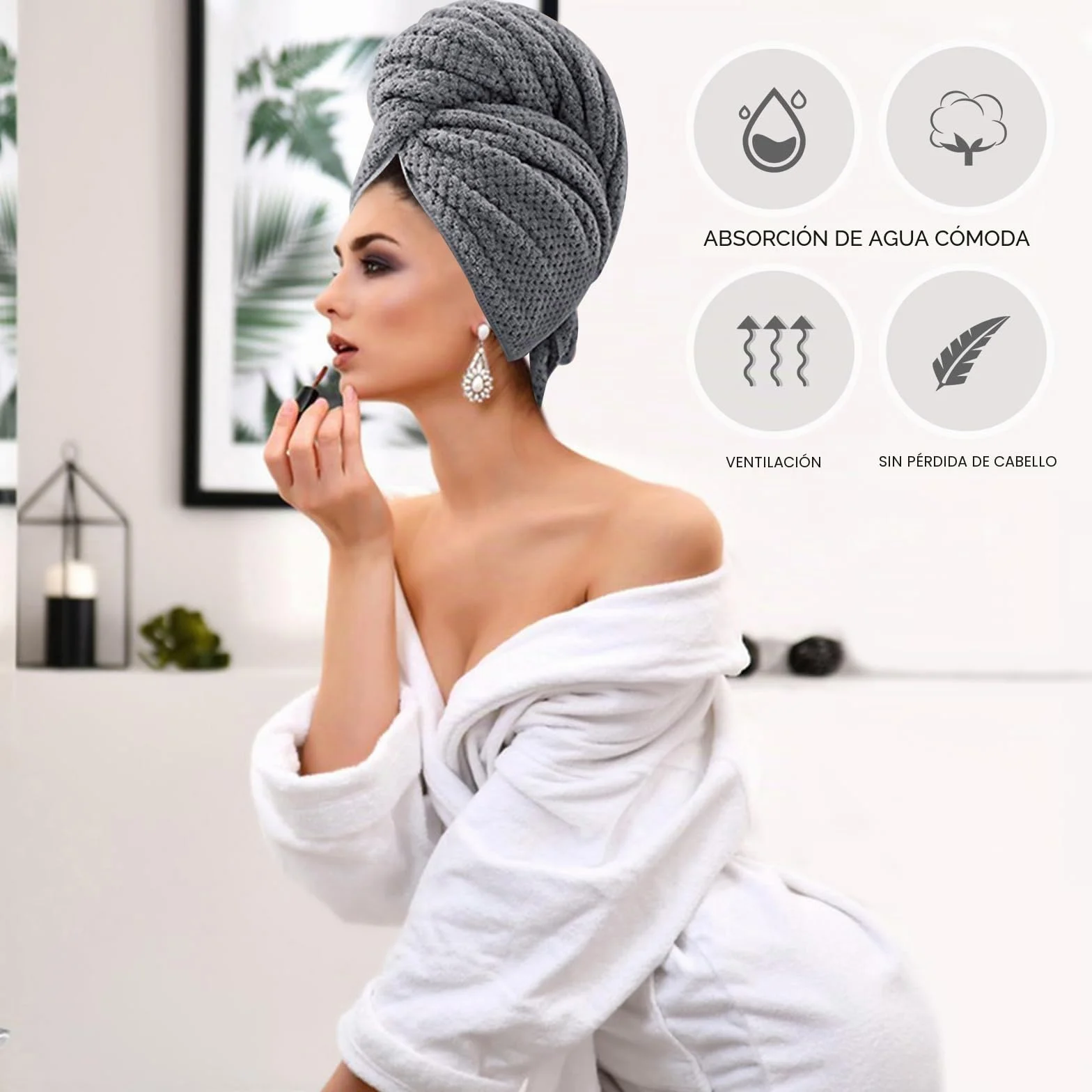 Toallas de Microfibra para Cabello Largo 60x100 cm, Paquete de 2, Turbante Grande, Secado rápido Súper Absorbente