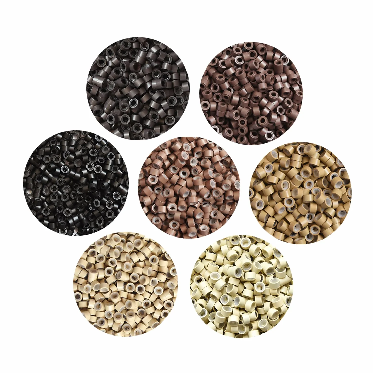 Micro anillas de silicona 5.0X3.0X3.0mm micro rings para extensiones de cabello marrón oscuro 500 piezas