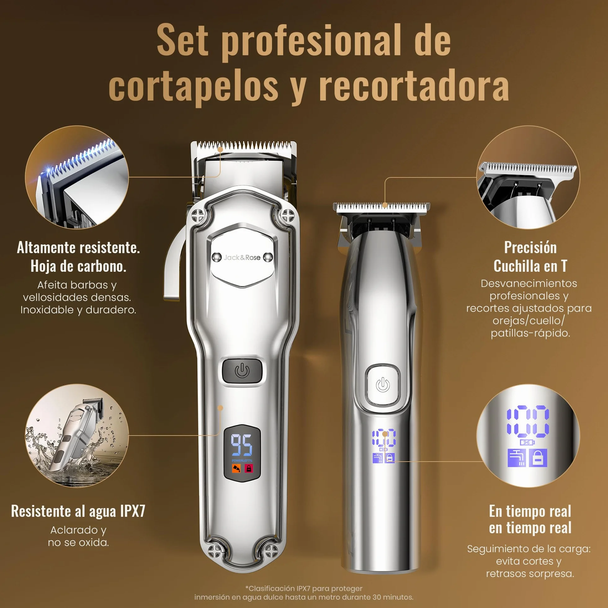 Maquina de Cortar Pelo Hombre Cortapelos Recortadora de Barba con Peines Guía